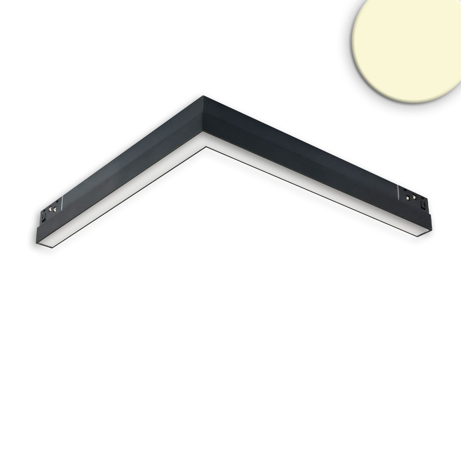 ISOLED Track48 Eckleuchte horizontal schwarz, 20W, 120°, 48V, 3000K, CRI90, prismatisch, Line+ ISOLED Track48 Eckleuchte horizontal schwarz, 20W, 120°, 48V, 3000K, CRI90, prismatisch, Line+ - 1