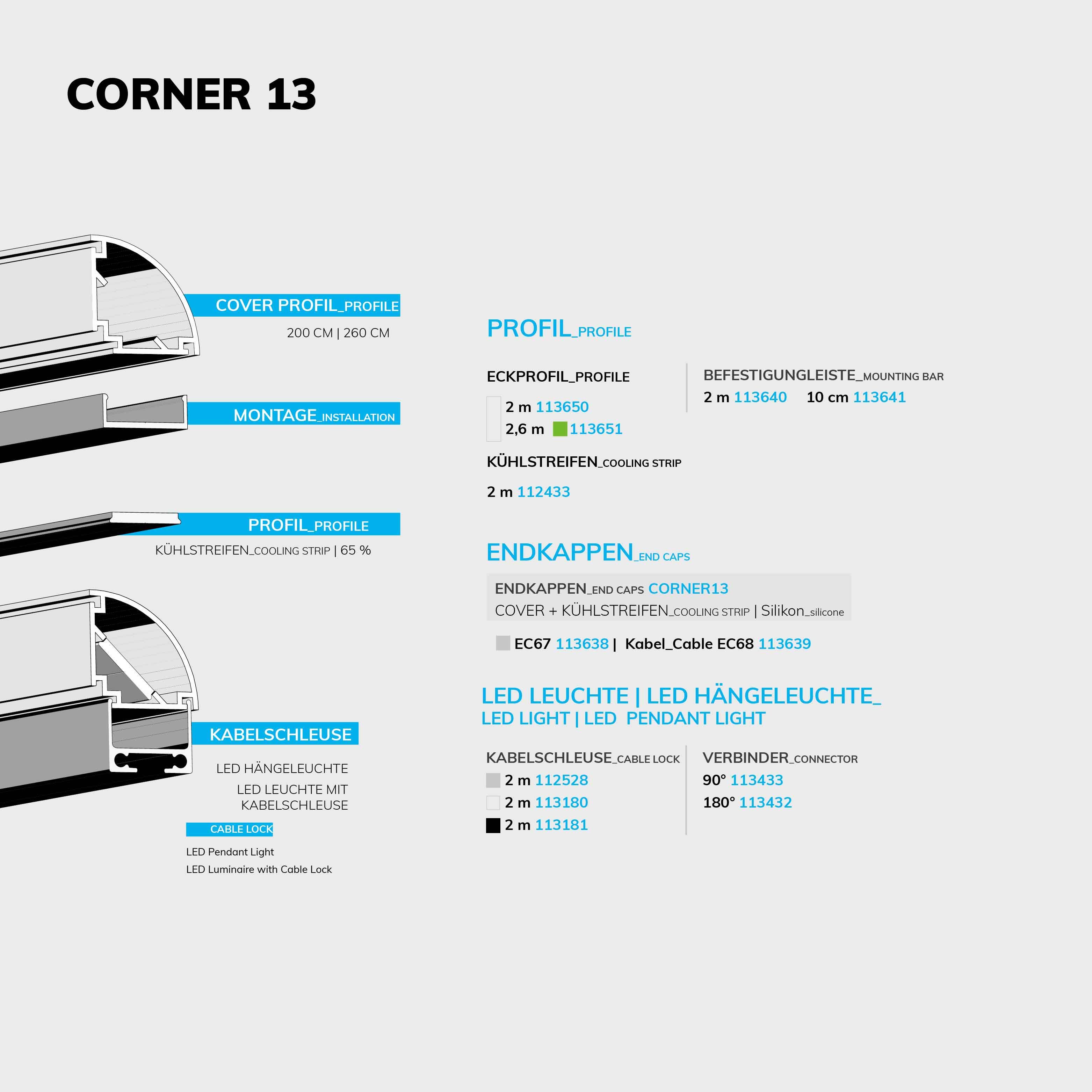 ISOLED LED ECKPROFIL CORNER13, opal/satiniert, 260cm - 4
