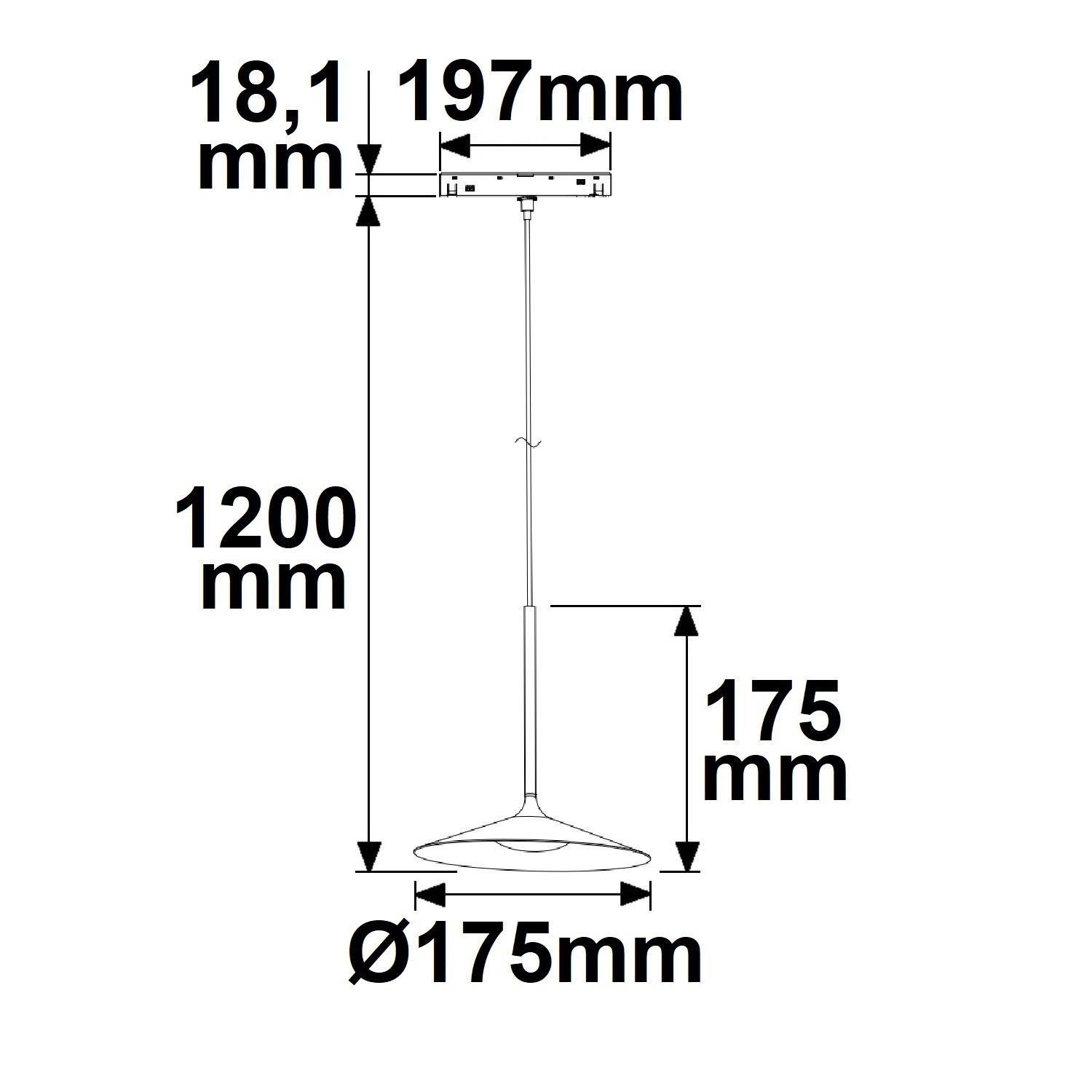 ISOLED Track48 Hängeleuchte Shade 5,5W, 120°, 48V DC, schwarz, 3000K, DALI dimmbar - 4