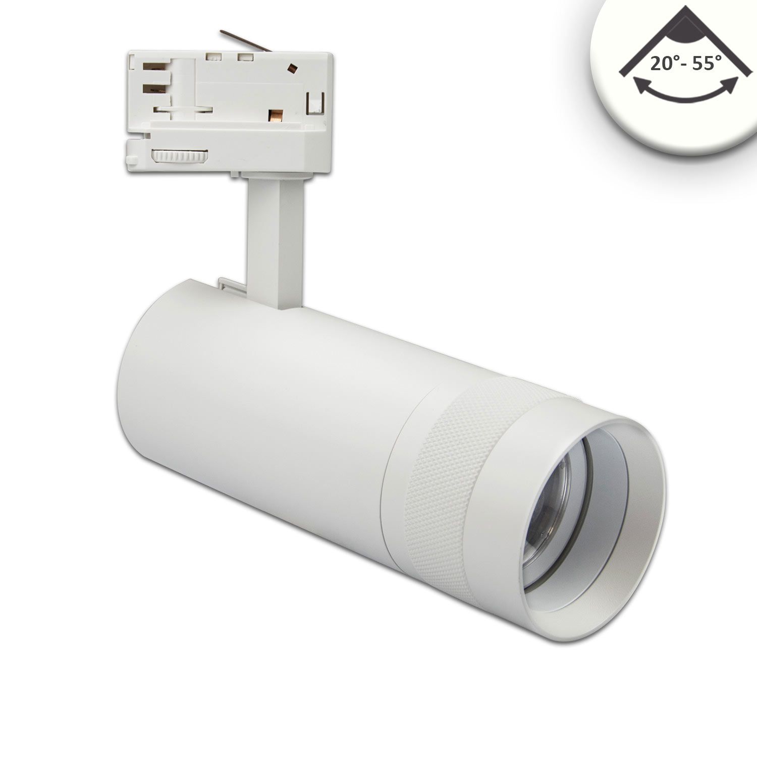 ISOLED 3-Phasen Schienenstrahler fokussierbar, 24W, 20°-55°, weiß matt, 4000K - 1