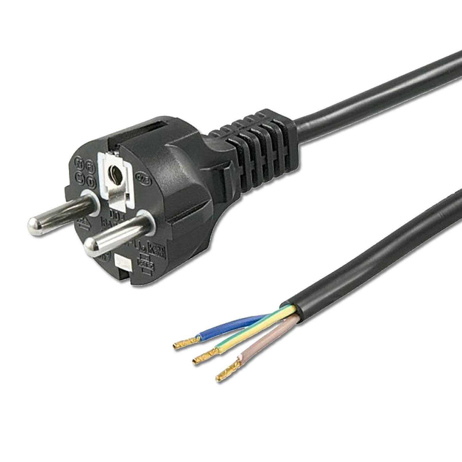 ISOLED Schutzkontakt-Stecker schwarz, 1,5m, lose Kabelenden ISOLED Schutzkontakt-Stecker schwarz, 1,5m, lose Kabelenden - 1