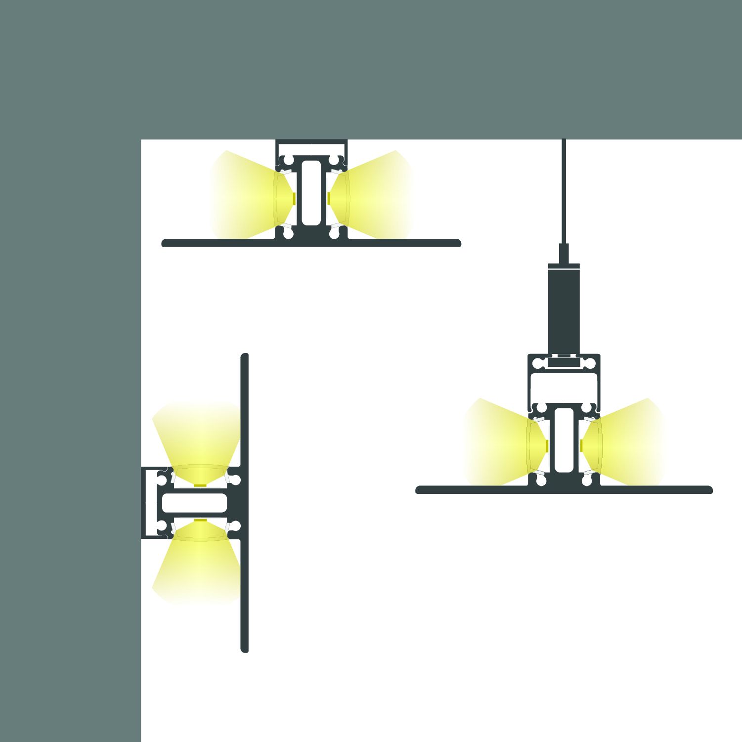 ISOLED LED Leuchtenprofil 2SIDE Aluminium schwarz pulverbeschichtet, 200cm - 6