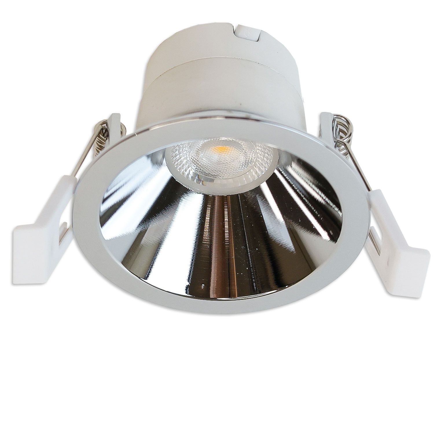 ISOLED LED Einbaustrahler BACK60, alu glänzend, rund, 5W, CRI90, 2700K, rückversetzt, UGR