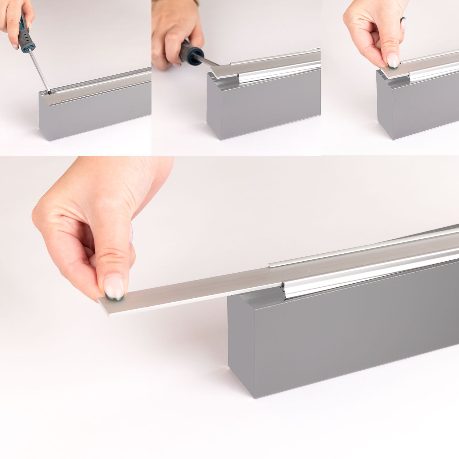 ISOLED LED Leuchtenprofil HALON Aluminium silber pulverbeschichtet, 300cm, mit einklickbarem Kühlstreifen - 5