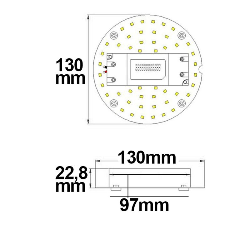 ISOLED LED Umrüstplatine 130mm, 9W, mit Magnet, warmweiß - 4