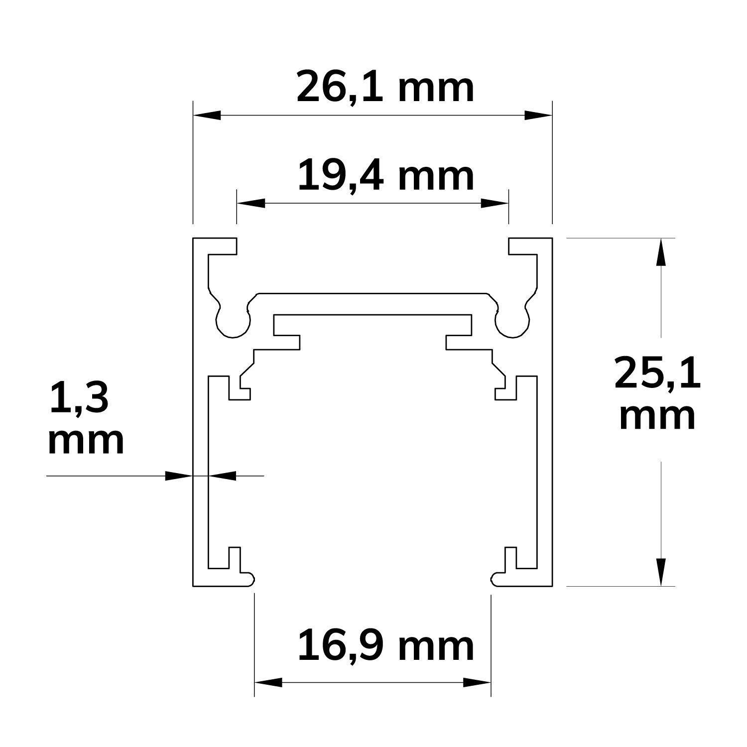 ISOLED Track48 Aufbauschiene flat, schwarz, 300cm, 4-polig, inkl. Endkappen und Schutzcover - 4