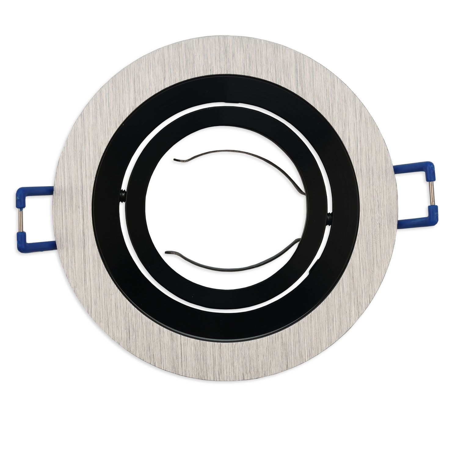 ISOLED Einbaurahmen rund, Loch 80mm, Alu gebürstet + schwarz, für GU10/MR16 Spots - 2