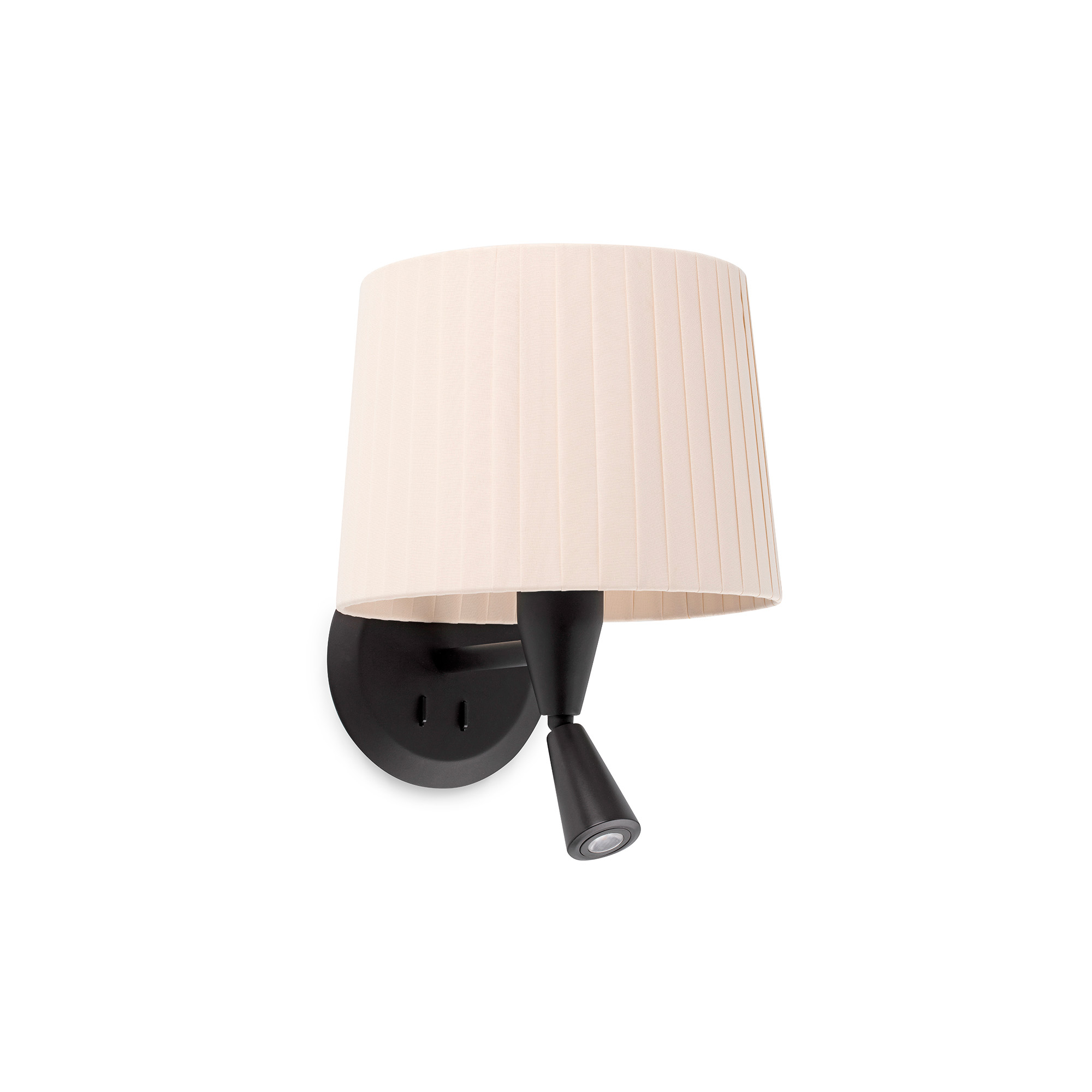Faro SAMBA Wandleuchte mit Leser schwarz/beige gerippt Faro SAMBA Wandleuchte mit Leser schwarz/beige gerippt - Produktbild 1