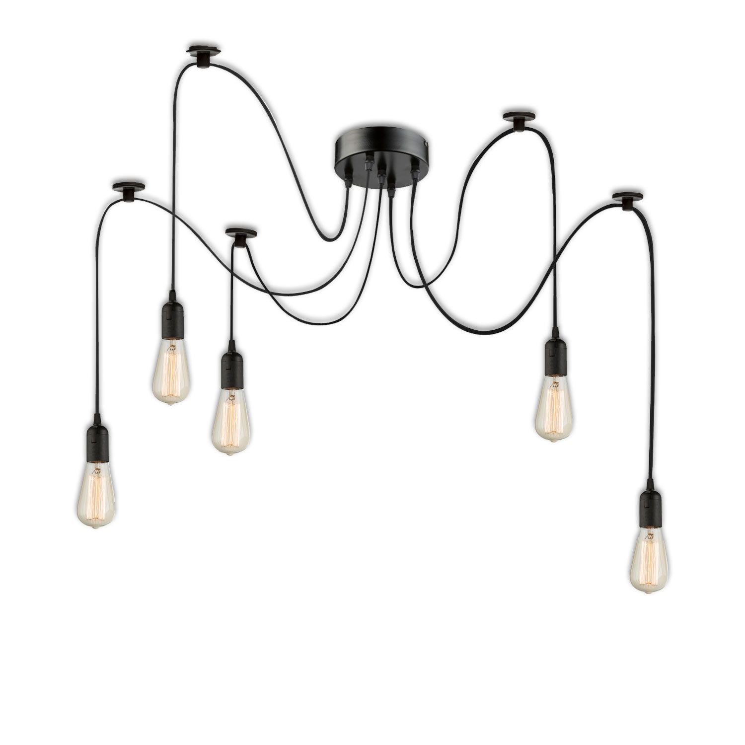 ISOLED Hängeleuchte Spider 1 Metall schwarz, 5 Kabel 2m, exkl. 5xE27 Leuchtmittel ISOLED Hängeleuchte Spider 1 Metall schwarz, 5 Kabel 2m, exkl. 5xE27 Leuchtmittel - 1