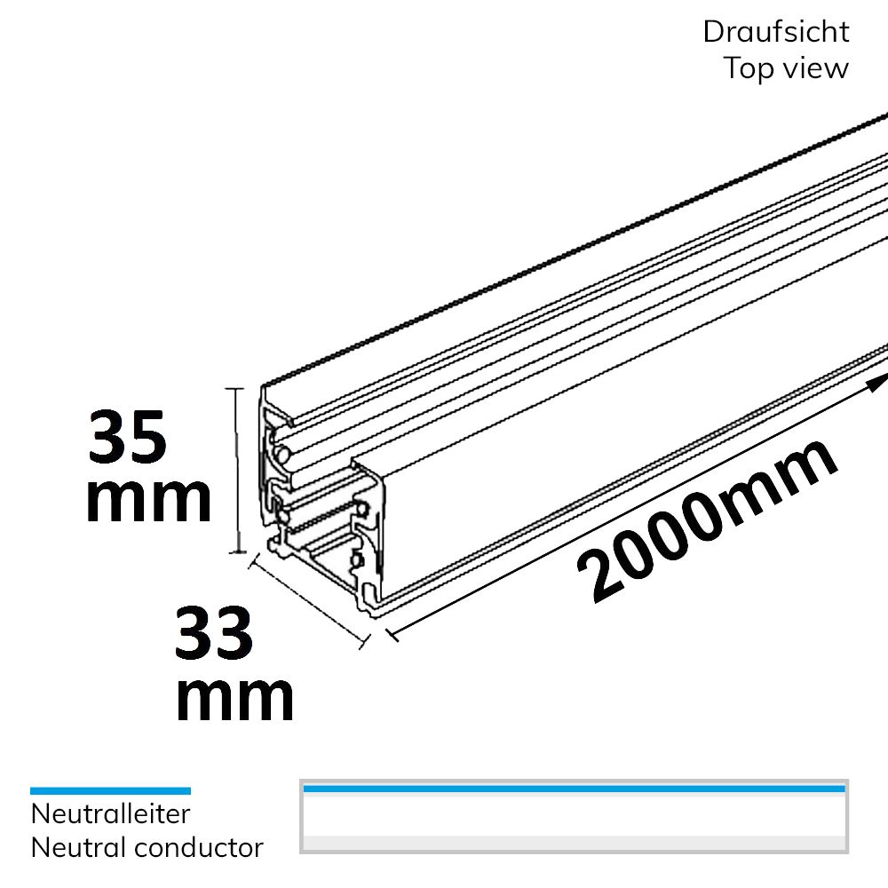 ISOLED 3-Phasen S1 Stromschiene, 2m, weiß - 3
