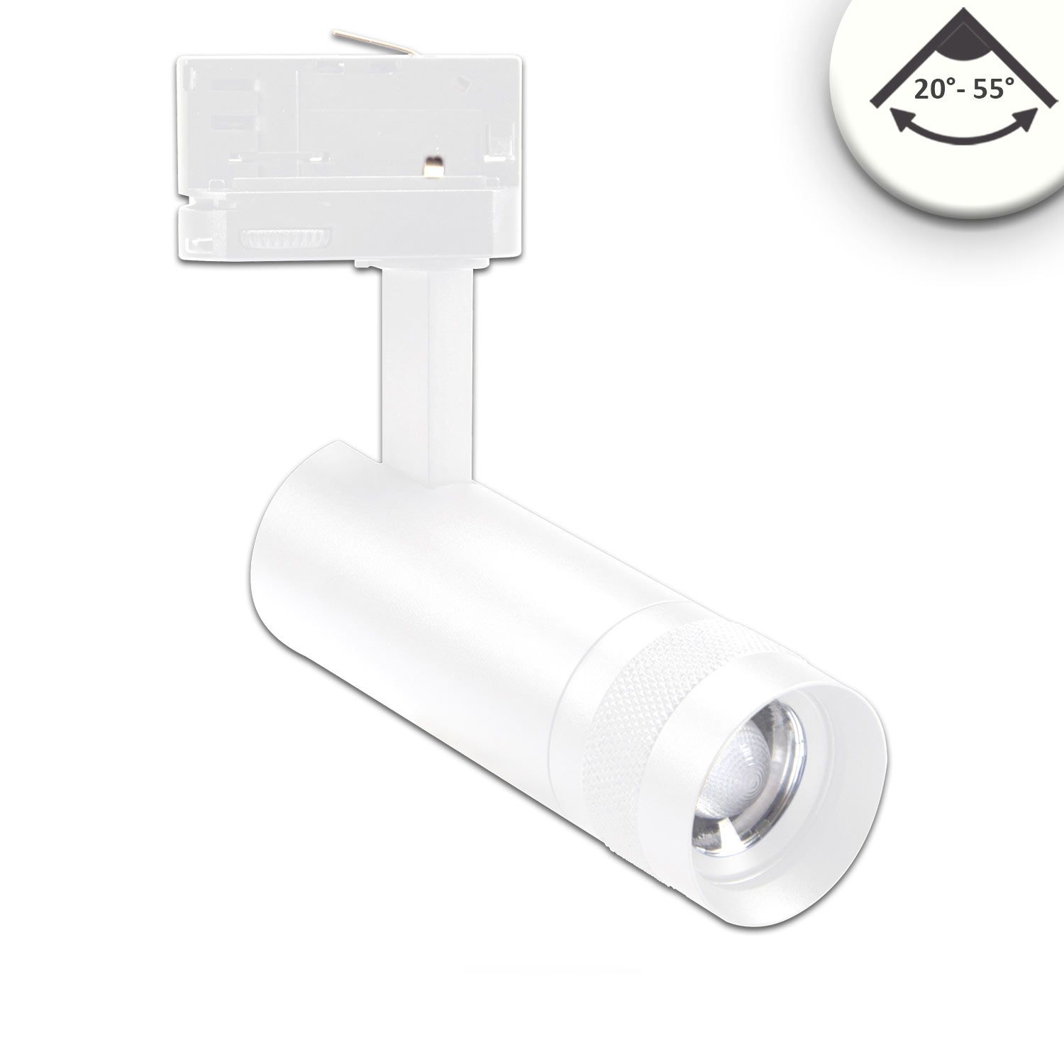 ISOLED 3-Phasen Schienenstrahler fokussierbar, 8W, 20°-55°, weiß matt, 4000K - 1