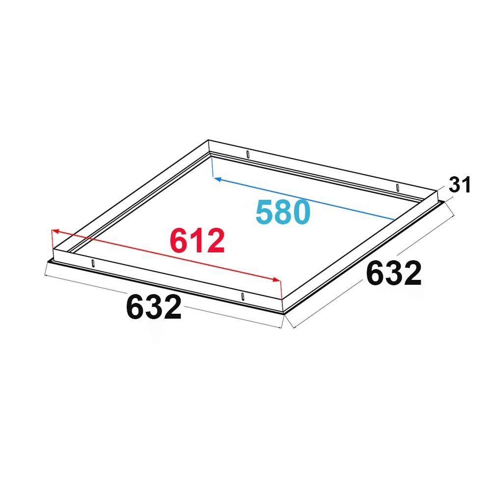 ISOLED Einbaurahmen weiß RAL 9016 für LED Panel 600 - 2