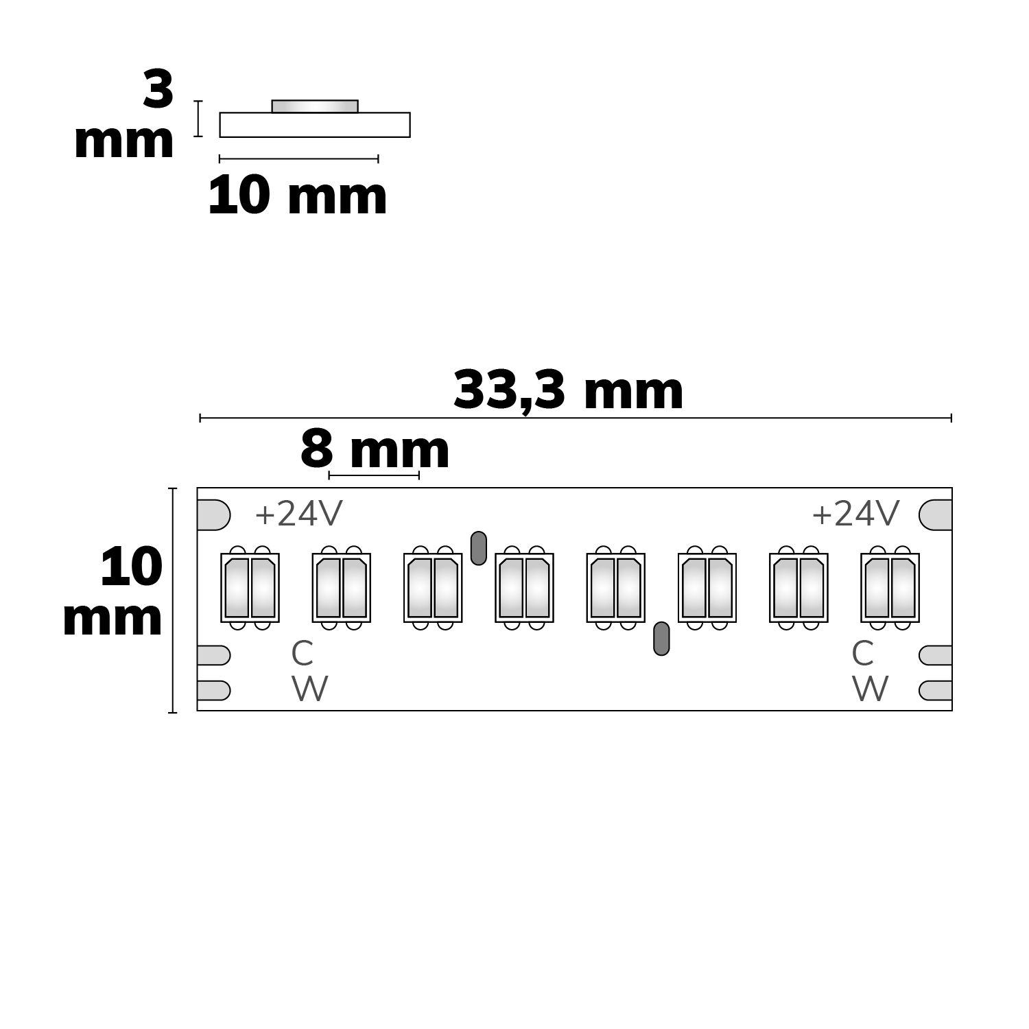ISOLED LED CRI918/940 CCT Flexband, 24V DC, 10W+10W, 5m Rolle, 320 LED/m - 3