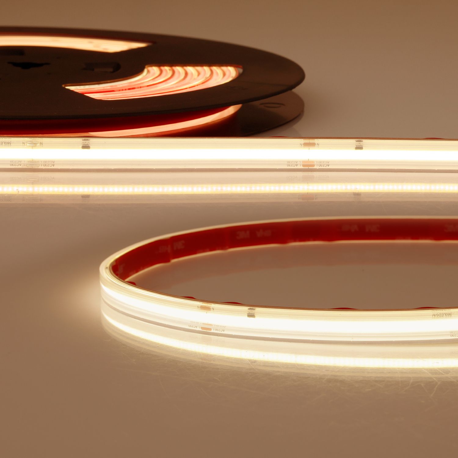 ISOLED LED Flexband 230V COB, 14W/m, 20m Rolle, 2700K, CRI90, IP67, male-Stecker einseitig - 1