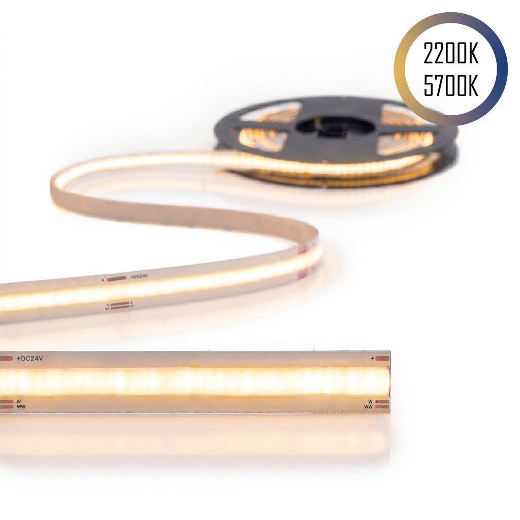 Emilum Flex COB CCT LED-Streifen 24V, 14W, 2200K/5700K, CRI90, 604LED, IP20, 10mm - 2