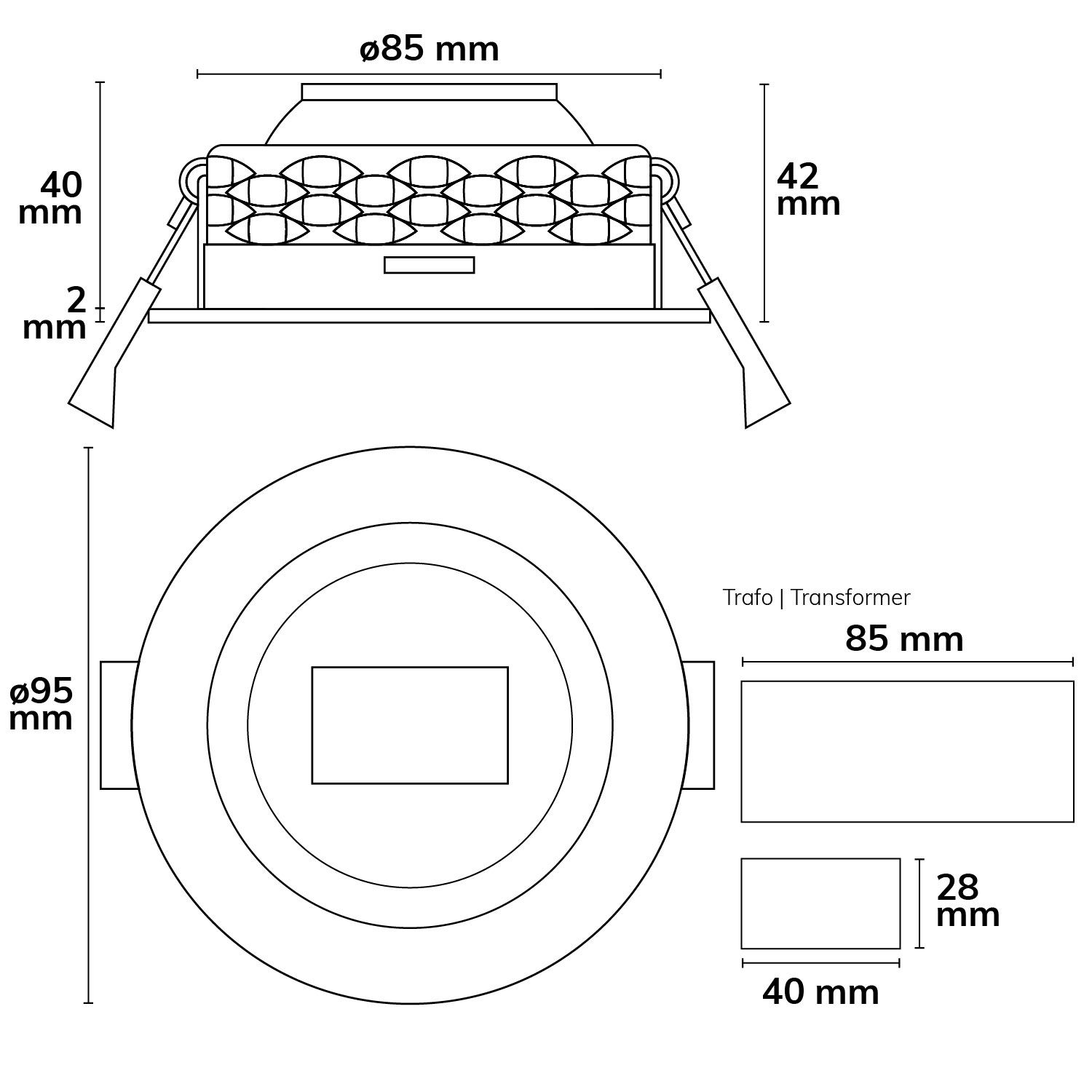 ISOLED LED Einbaustrahler asymmetrisch COB, weiß, 8W, 50°, IP44, rund, neutralweiß, dimmbar - 3