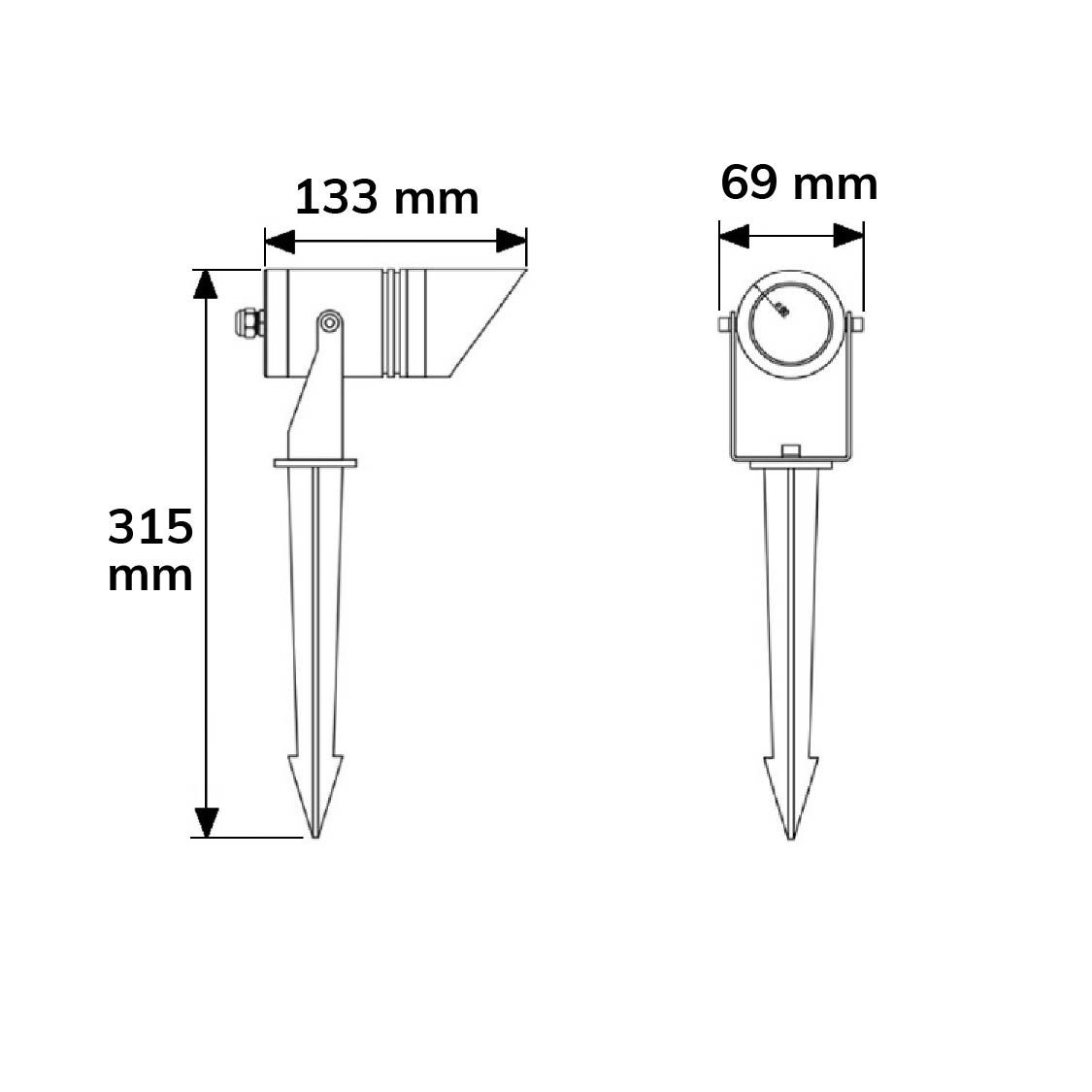 ISOLED LED Gartenstrahler, rund, Aluminium, schwarz, 12-24V, IP65, 6W, 30°, warmweiß, inkl. Erdspieß - 7
