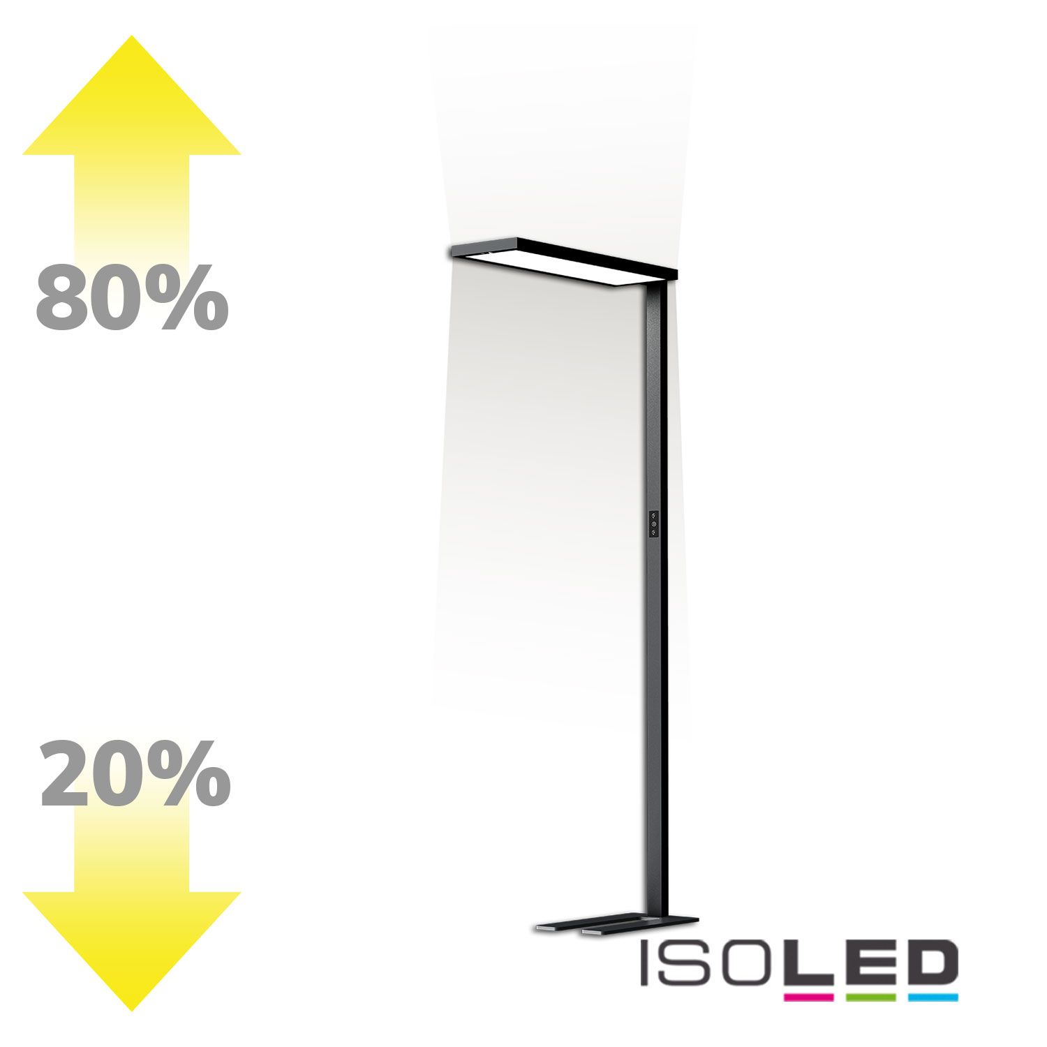 ISOLED LED Office Pro Stehleuchte Up&Down, 80W+20W, schwarz, UGR