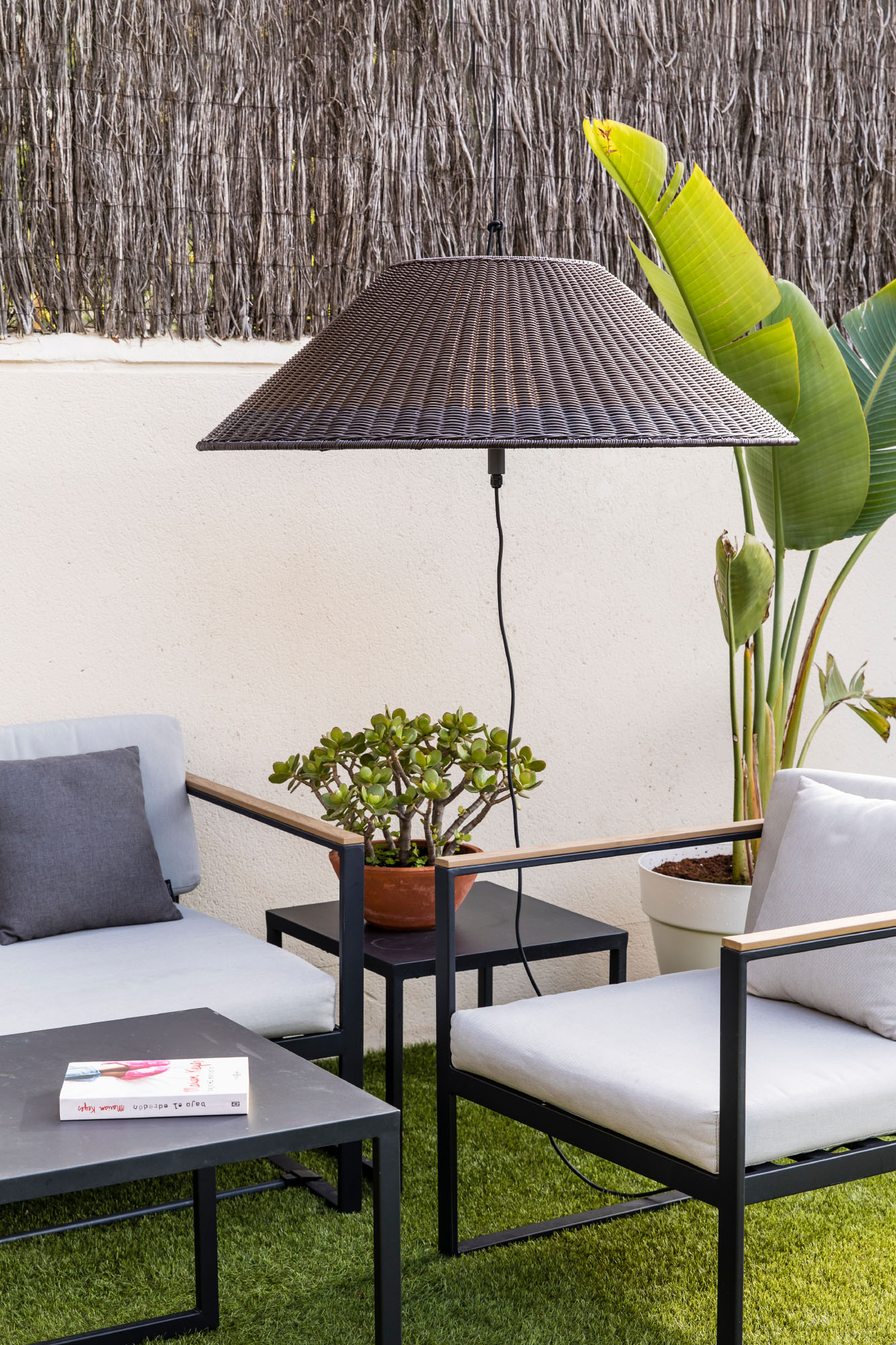 Faro SAIGON OUT Trag- und Hängeleuchte grau/braun W100 Lochkappe - Produktbild 2
