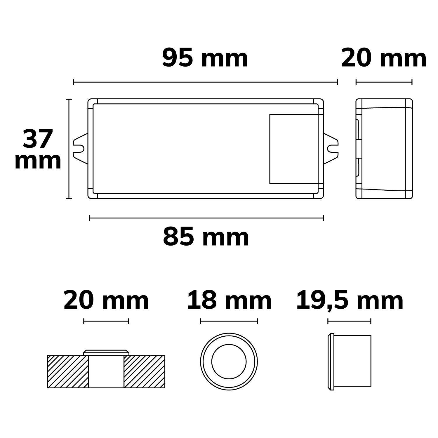 ISOLED Wisch-Schalter mit Sensorkopf silber, Wischdistanz 6cm, 230V, 500VA - 2