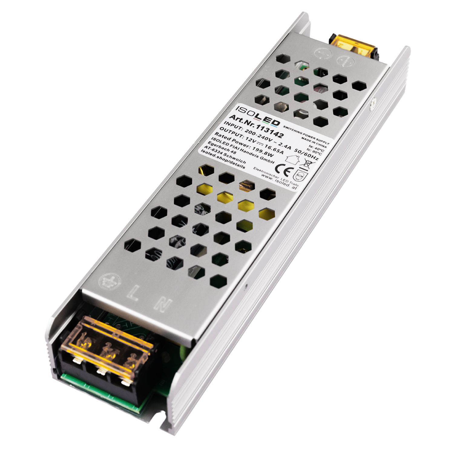 ISOLED LED Trafo 12V/DC, 0-200W, Gitter, flach - 1