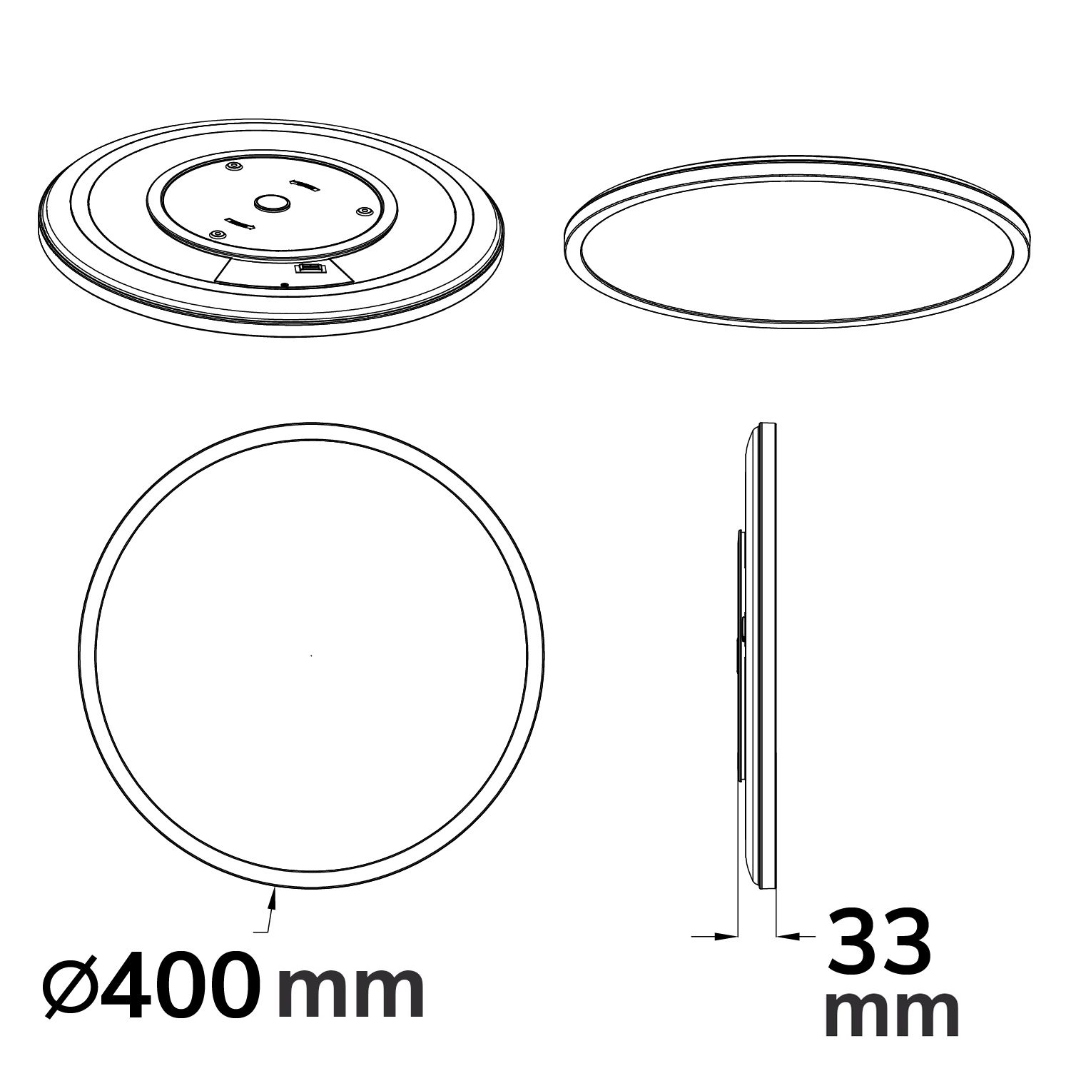 ISOLED LED Deckenleuchte Slim400 PRO, 25W, weiß, rund, IP44, DN400, 3000|4000|5000K, Up&Down - 4