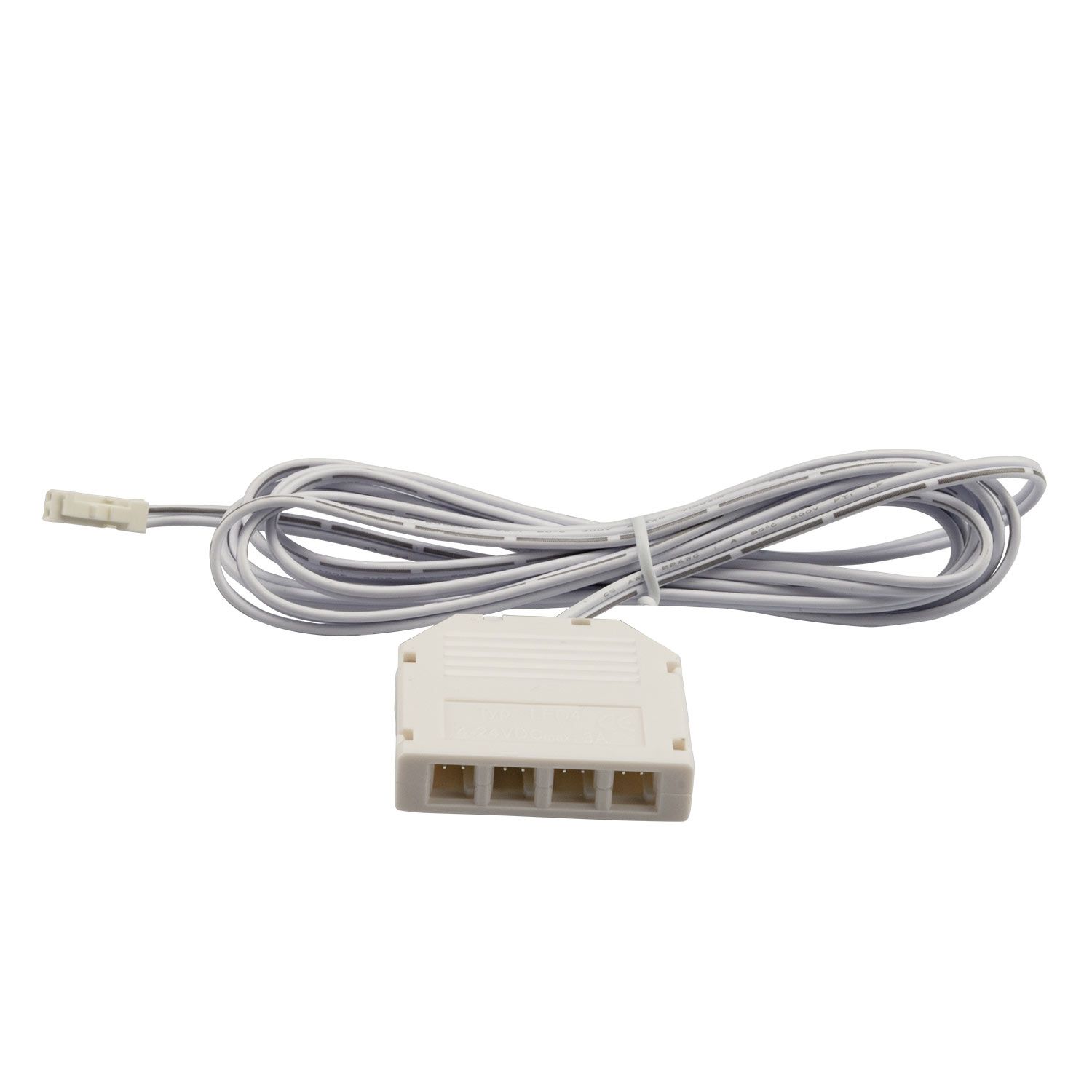 ISOLED MiniAMP 4-fach Verteiler (1 male-Stecker an 4 female-Buchsen), 30cm, 2-polig, weiß, max. 3,5A - 1