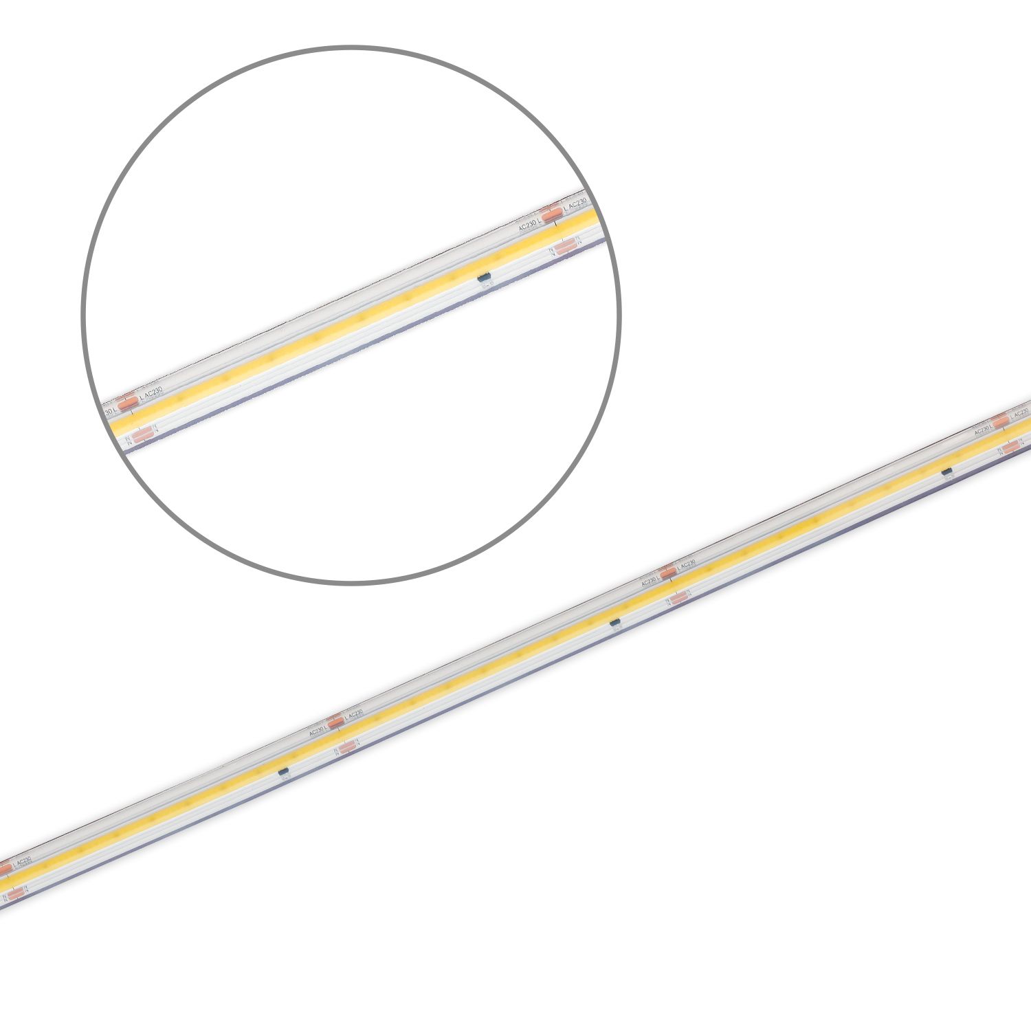 ISOLED LED Flexband 230V COB, 14W/m, 20m Rolle, 3000K, CRI90, IP67, male-Stecker einseitig - 2
