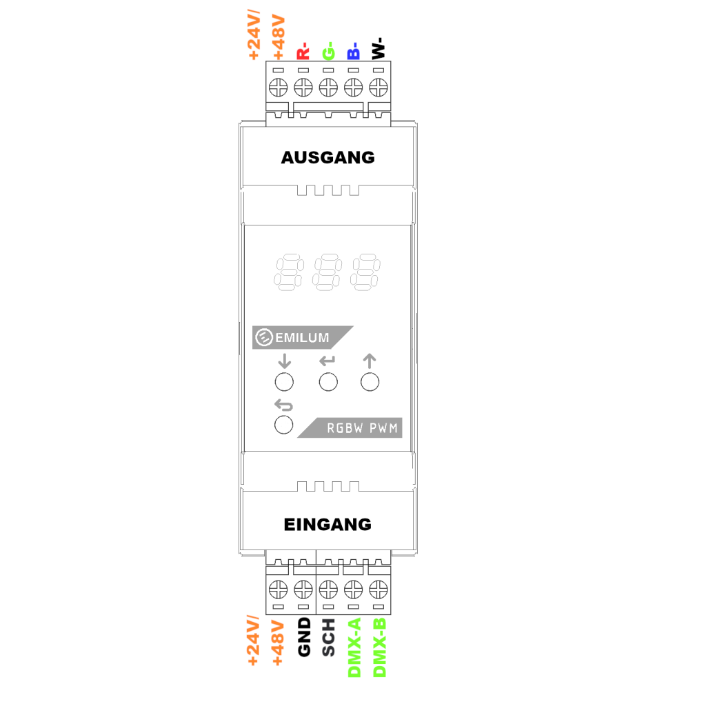 Emilum LED-PWM-Dimmer, 4-Kanal, DMX/RDM, 12-48V, 300W (600W @48V) - Produktbild 4