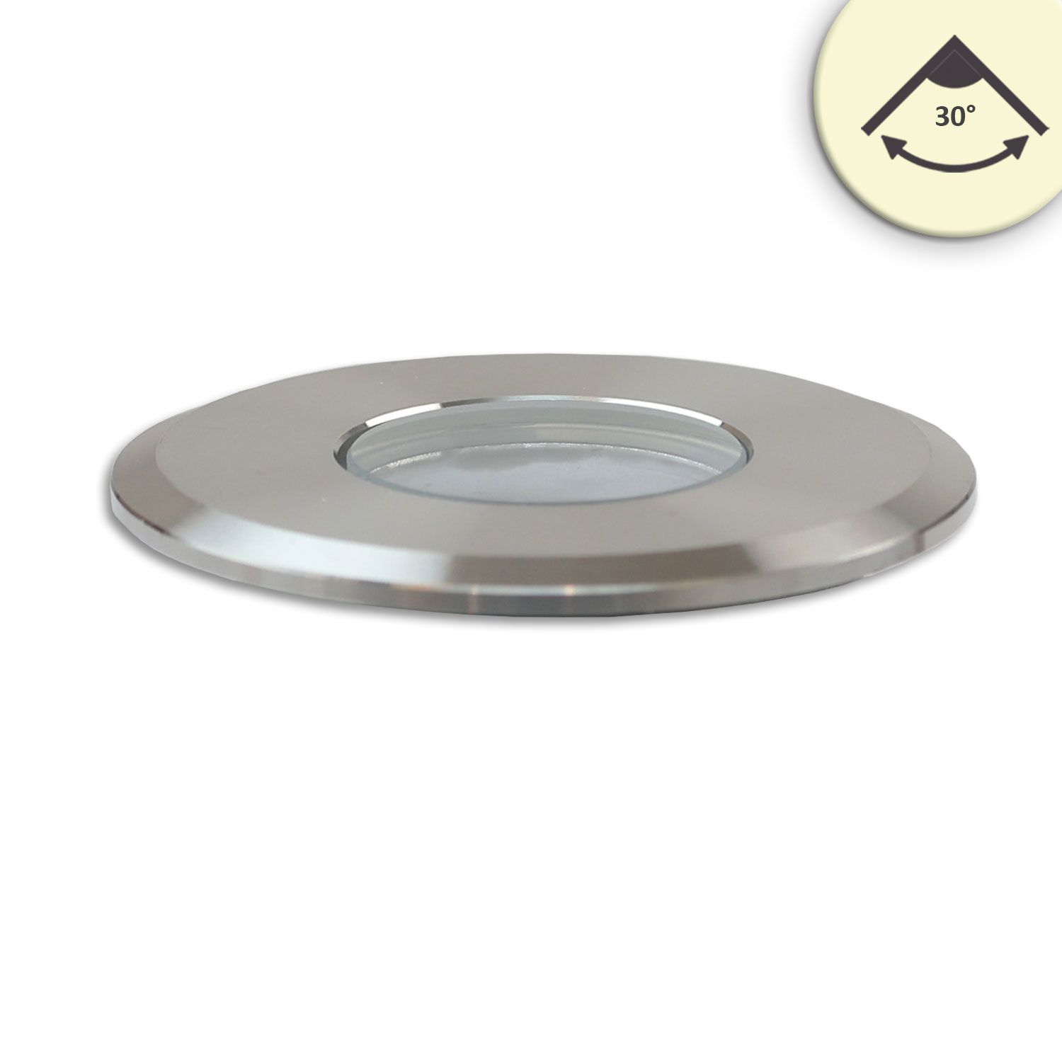 ISOLED LED Bodeneinbaustrahler, rund 55mm, Edelstahl, 12-24V, IP67, 3W, 30°, warmweiß - 1