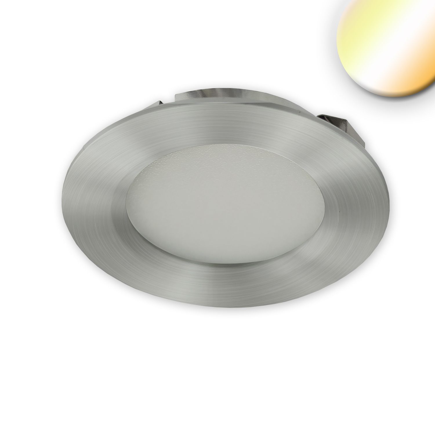 ISOLED LED Möbeleinbaustrahler, Alu gebürstet, rund, 3W, 120°, 24V DC, weißdynamisch, 1900K-5000K, dimmbar - 1