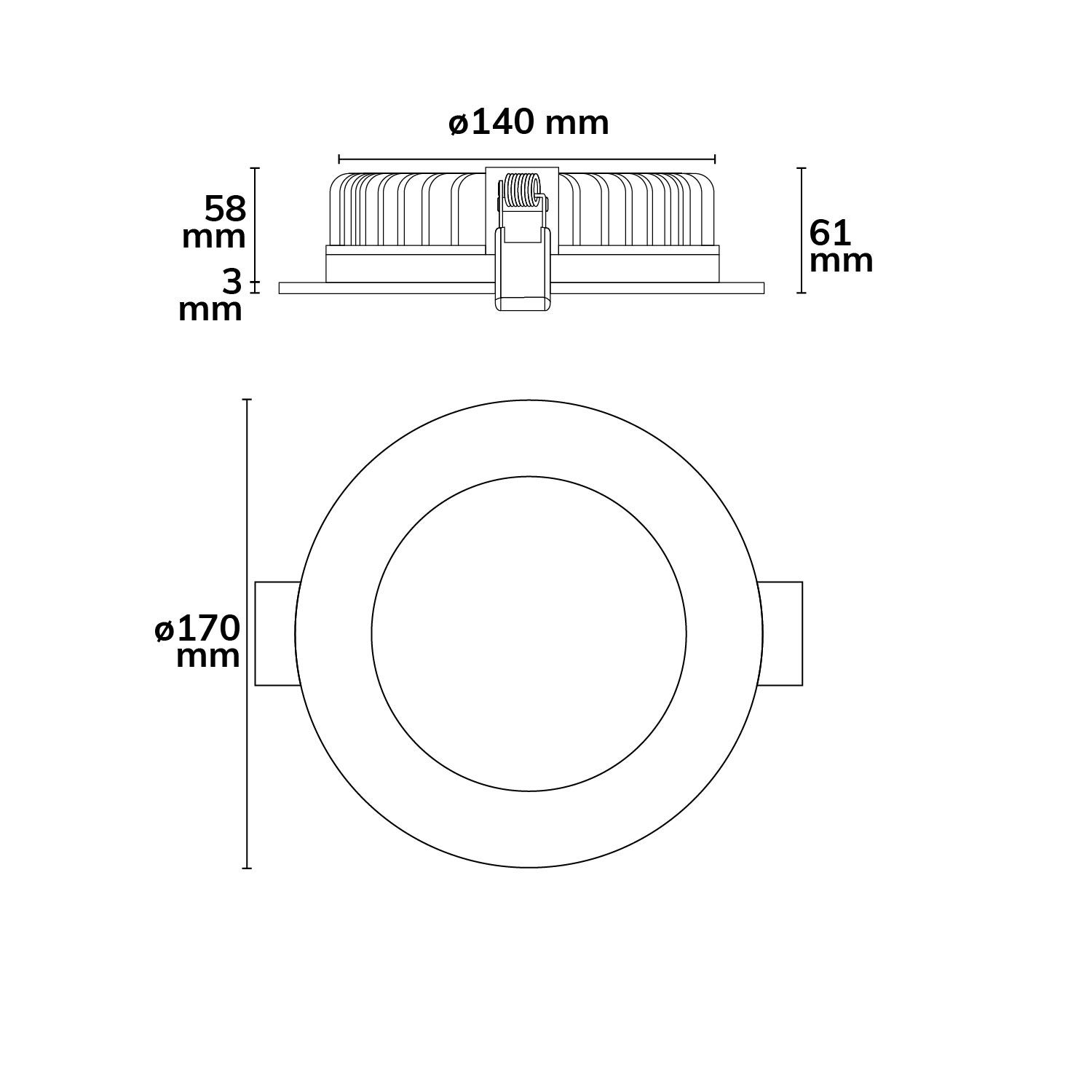 ISOLED LED Downlight blendungsreduziert, 25W, rund, DN170, CRI90, Switch 3000|3500|4000K, dimmbar - 3
