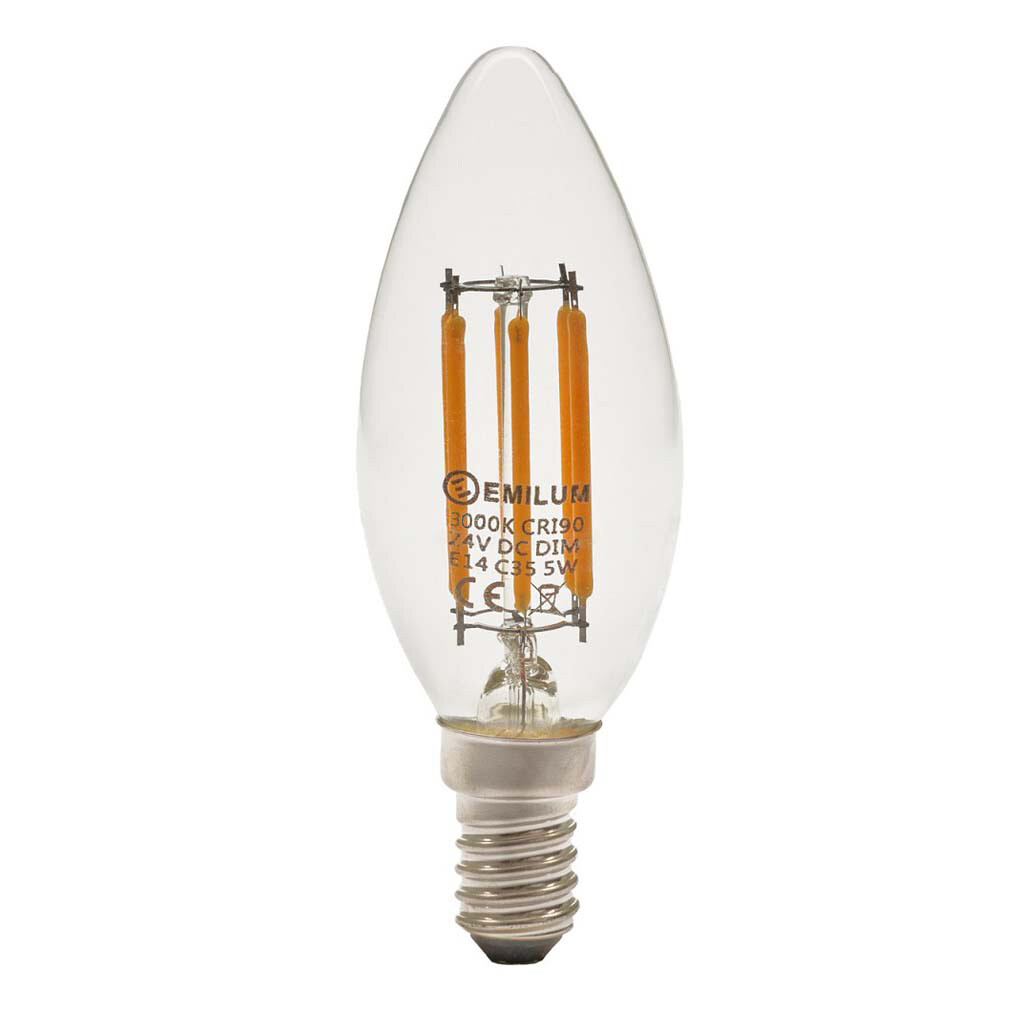 Emilum LED-Filament Kerze, 24V, 5W, 3000K, E14 - 3