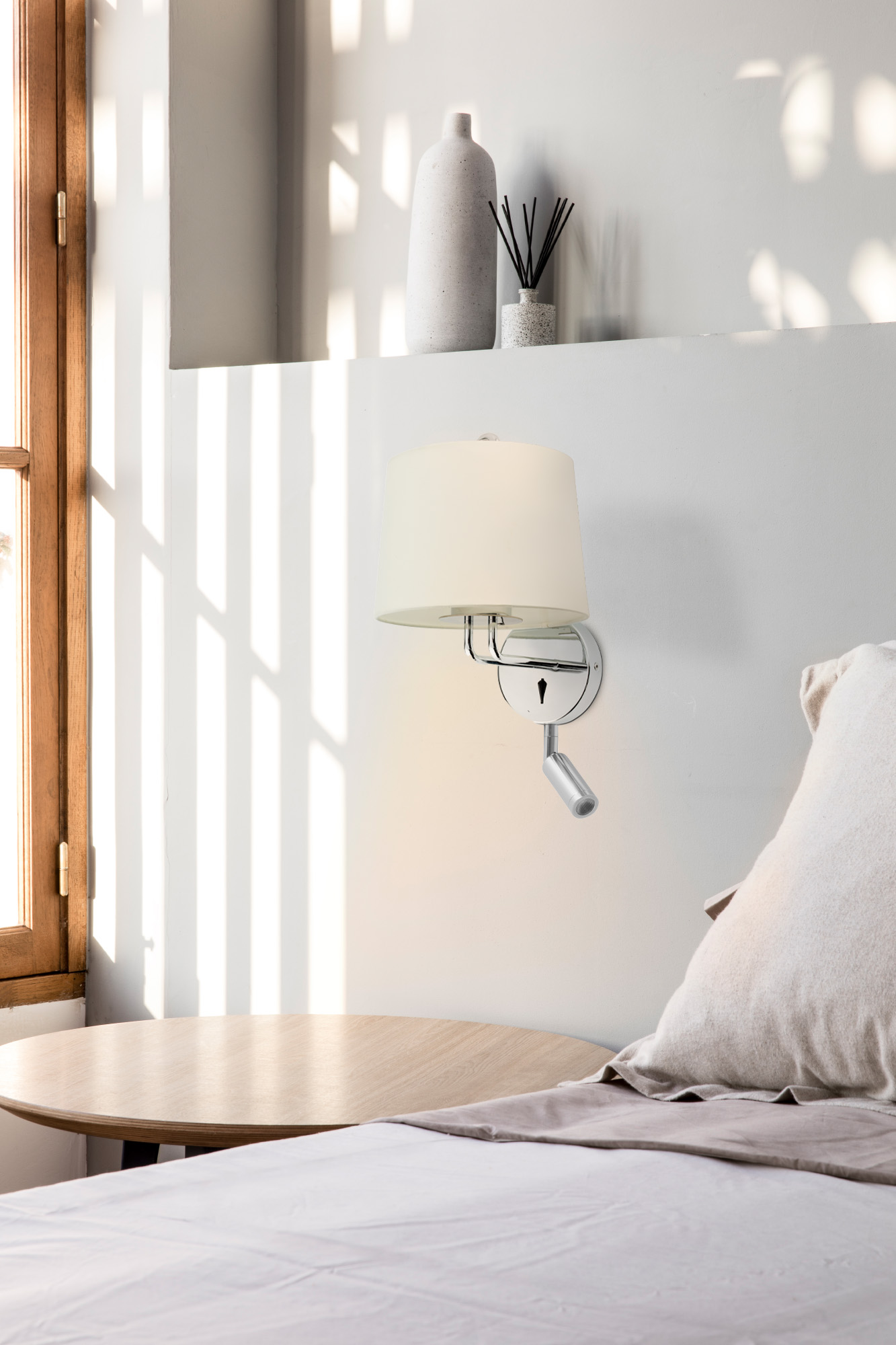 Faro MONTREAL Wandleuchte mit Chrom/Beige Leser - Produktbild 2