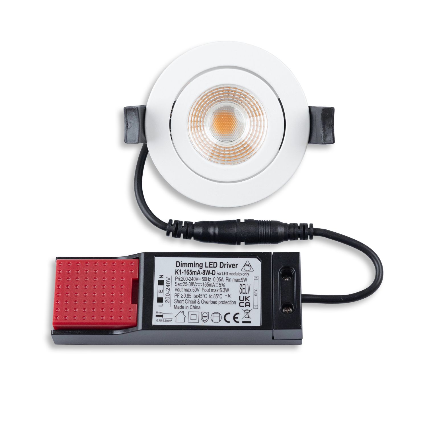 ISOLED LED Einbaustrahler, weiß, 8W, 36°, rund, warmweiß, IP65, dimmbar - 6