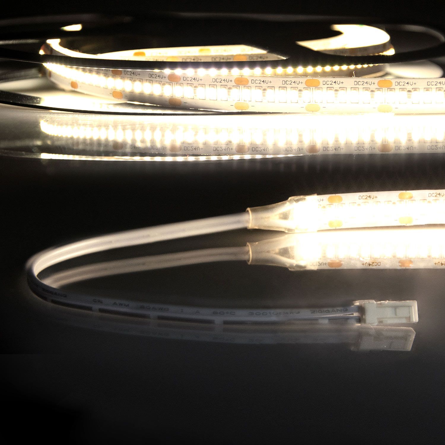 ISOLED LED CRI930 MiniAMP Flexband, 24V DC, 6W, IP20, 3000K, 120cm, beids. 30cm Kabel + maleAMP, 300 LED/m - 1