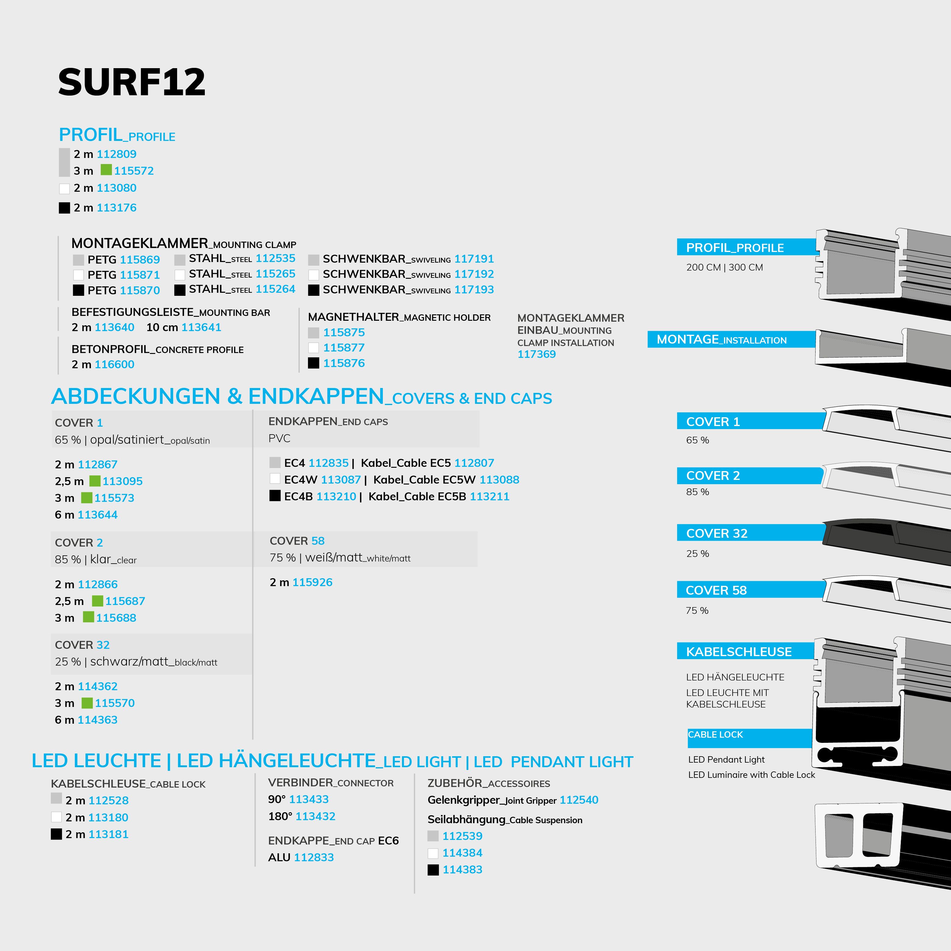 ISOLED LED Aufbauprofil SURF12 Aluminium eloxiert, 200cm - 5