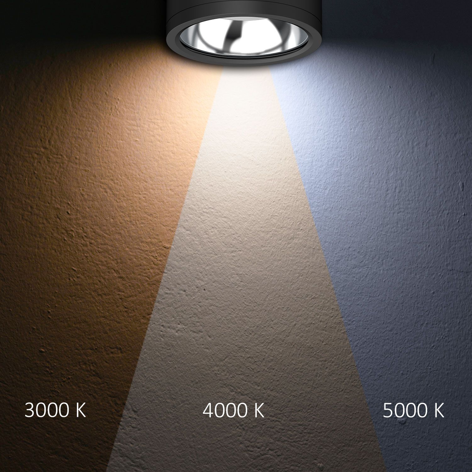 ISOLED LED Deckenaufbaustrahler IP65, schwarz, 25W, ColorSwitch 3000|4000|5000K, dimmbar - 4
