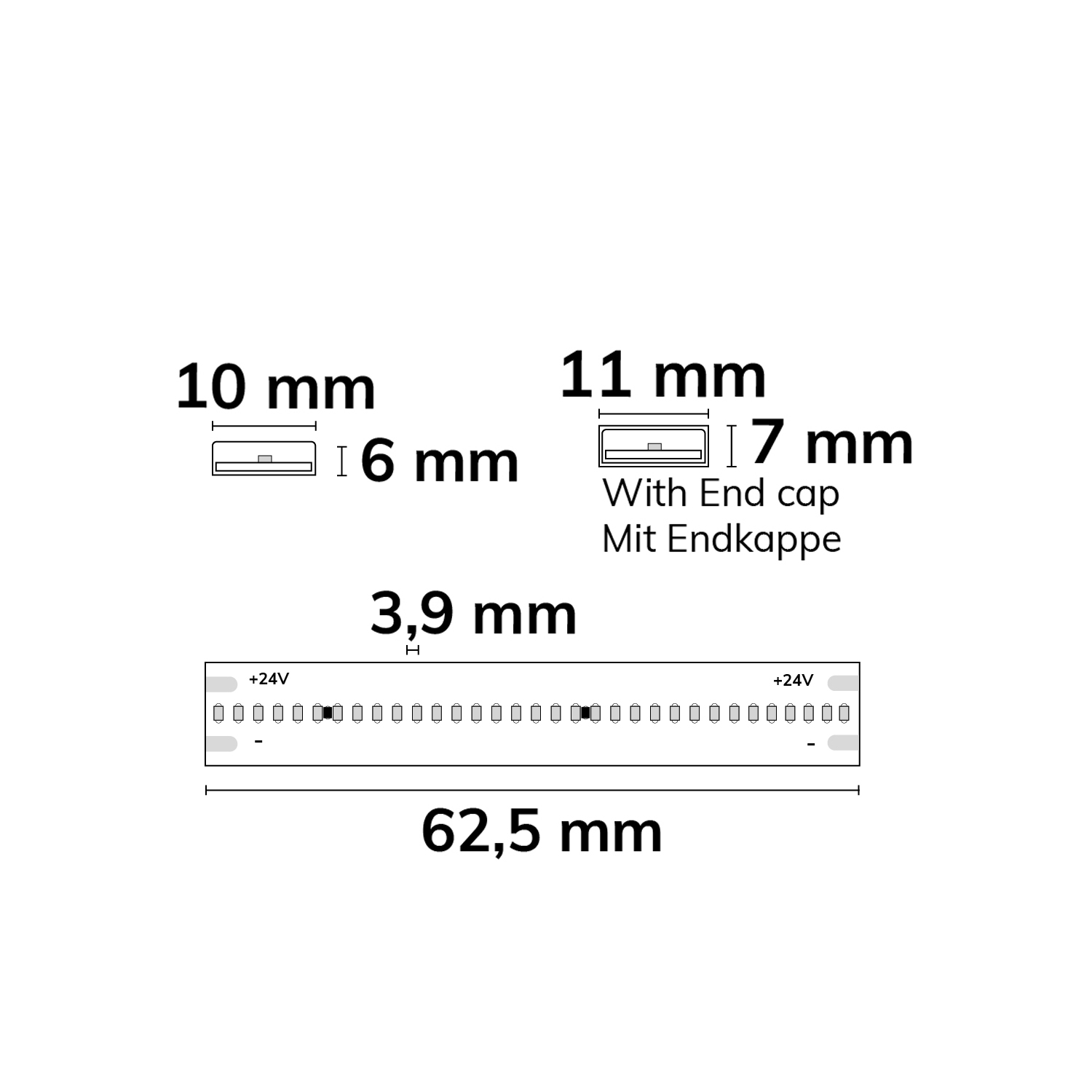 ISOLED LED HT927/965 COB CCT 2-pol Flexband für bis zu 100°C Umgebung, 24V DC, 8W, IP68, 5m Rll, 512 LED/m - 5