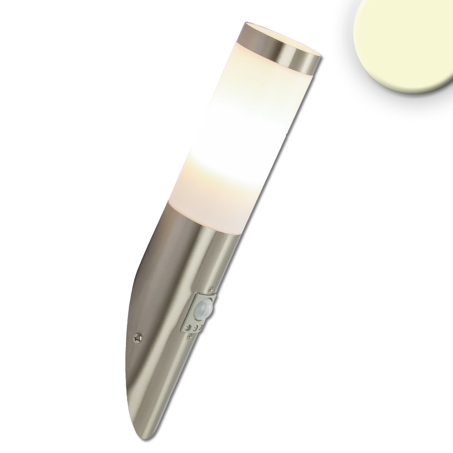 ISOLED Wandleuchte Edelstahl, IP44, PIR Bewegungssensor, warmweiß, inkl. E27 LED Leuchtmittel 9W ISOLED Wandleuchte Edelstahl, IP44, PIR Bewegungssensor, warmweiß, inkl. E27 LED Leuchtmittel 9W - 1