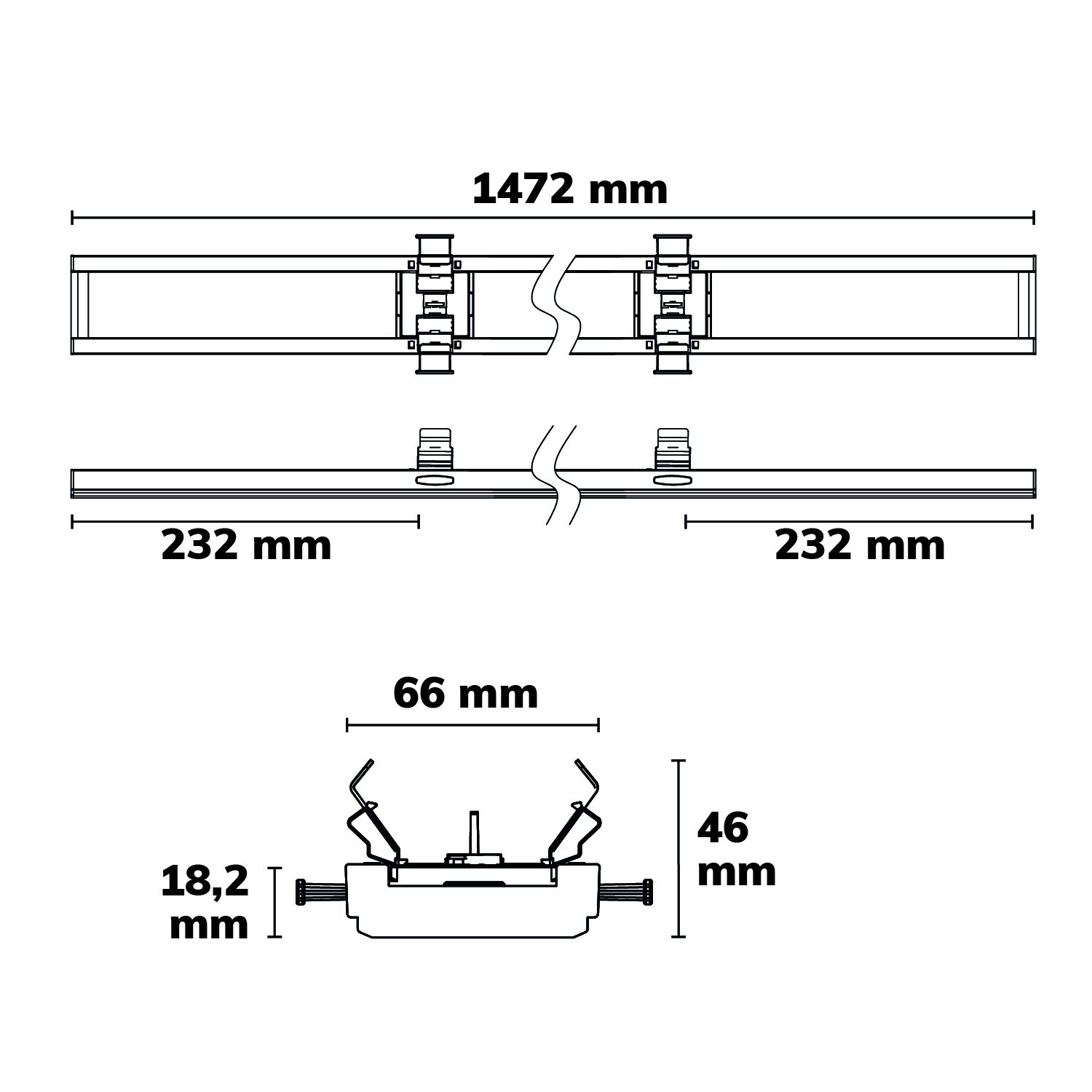 ISOLED FastFix LED Linearsystem R PRO Modul 1472mm, Blindabdeckung für Balkenaufnahme, Stahl - 3