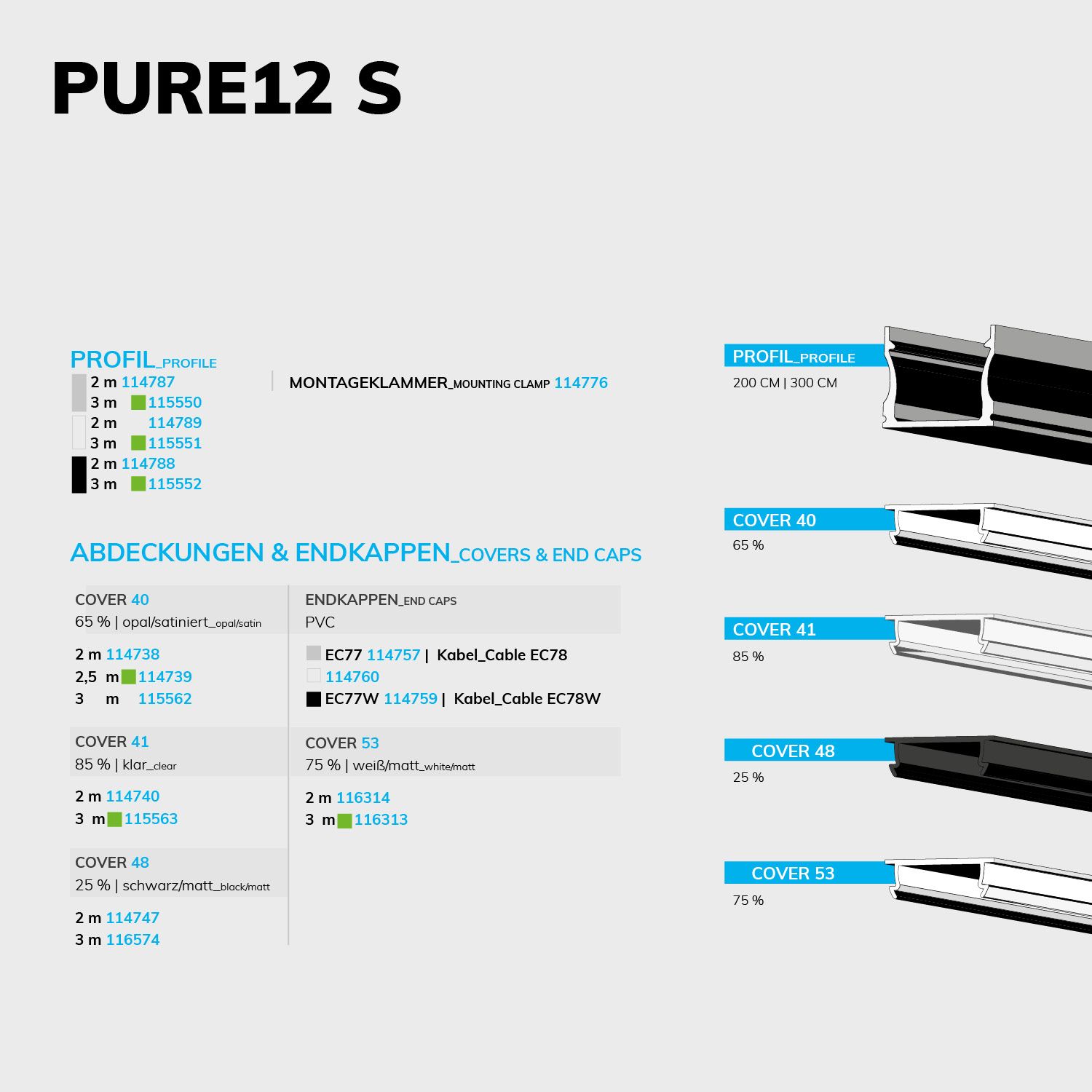 ISOLED LED Aufbauprofil PURE12 S Aluminium schwarz RAL9005, 300cm - 4