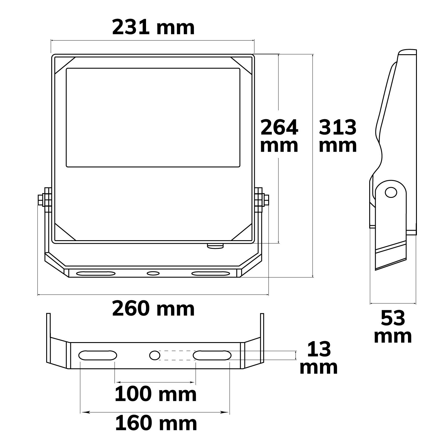 ISOLED LED Fluter HEQ 100W, 30°, 4000K, IP66 - 3