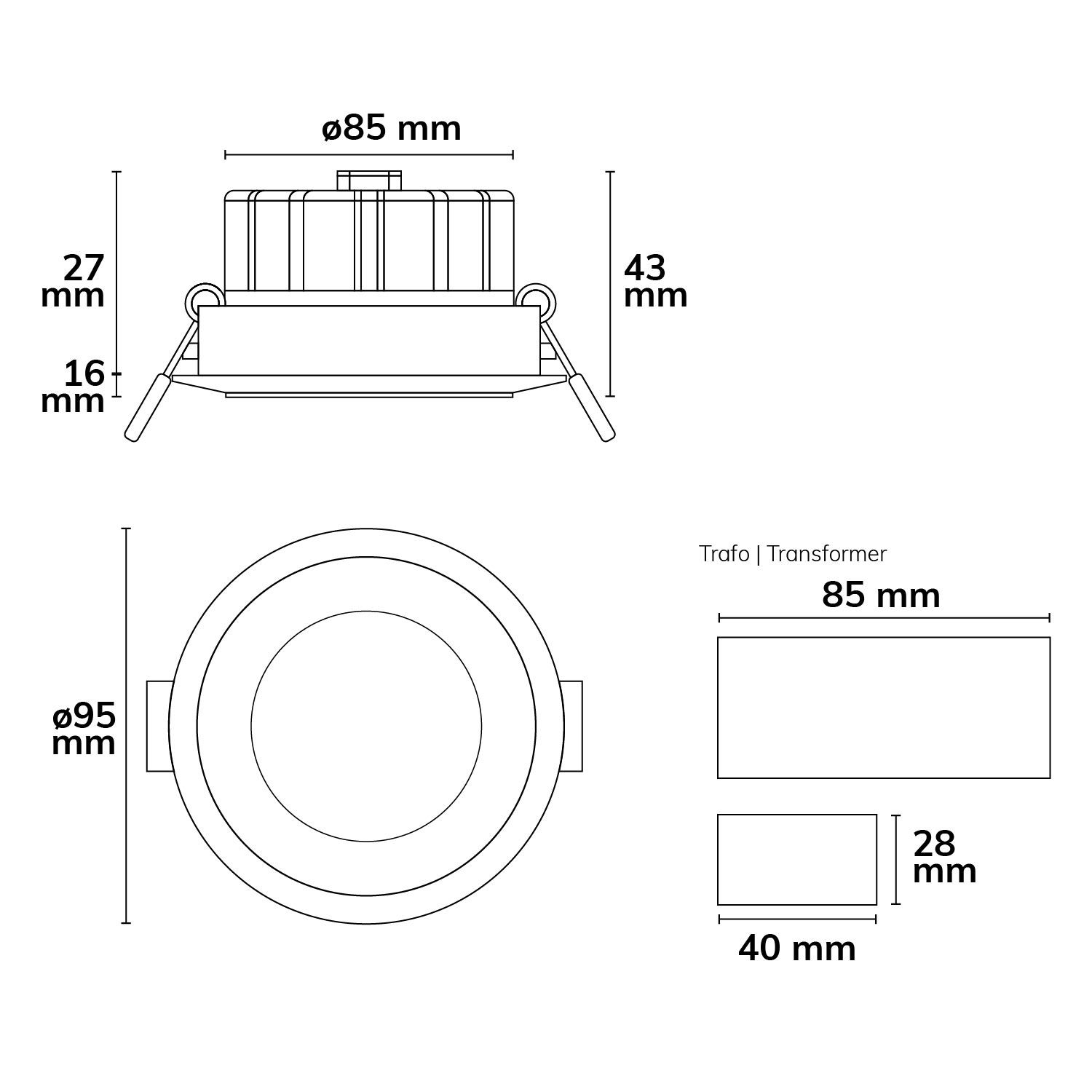 ISOLED LED Einbaustrahler SUNSET mit variabler Tiefe, weiß, 9W, 45°, 2000-2800K, Dimm-to-warm - 3