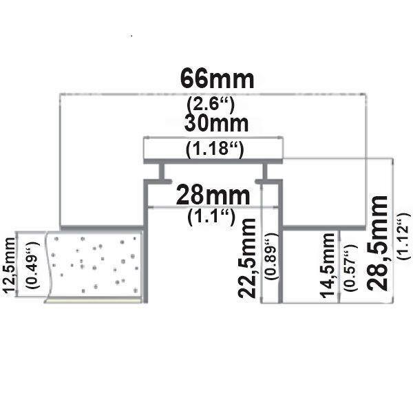 ISOLED Installationskanal für Einbauprofile WING, L: 200cm für 12,5mm Rigips-Platten - 2