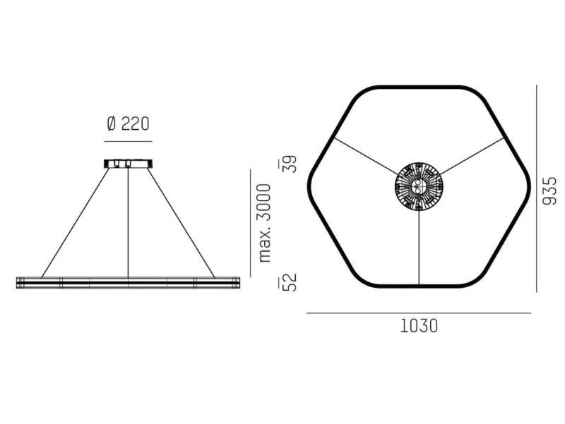 Molto Luce LON HEXAGON 1000 PDI (schwarz) - 2