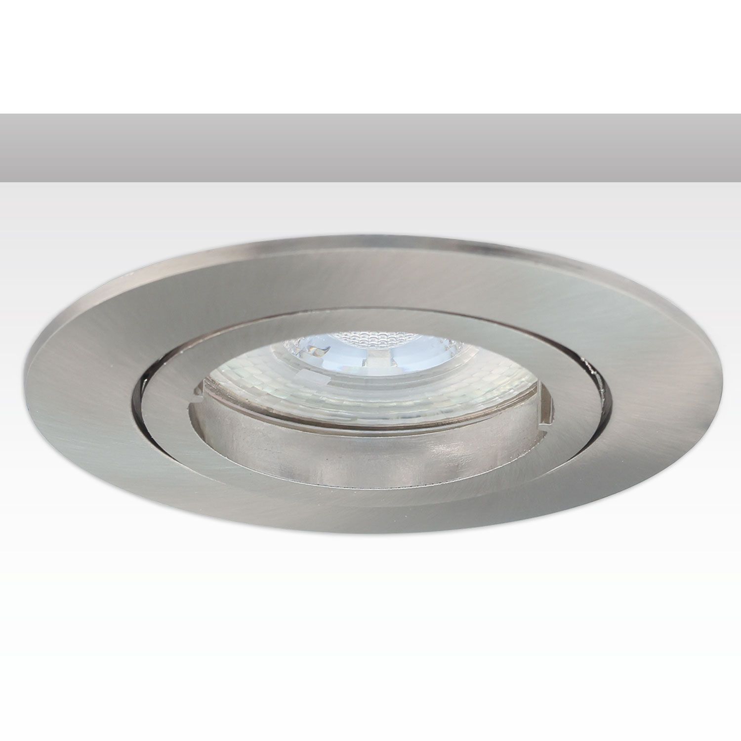 ISOLED Einbaurahmen rund, Loch 68mm, Alu Nickel-Satin, für GU10/MR16 Spots - 1