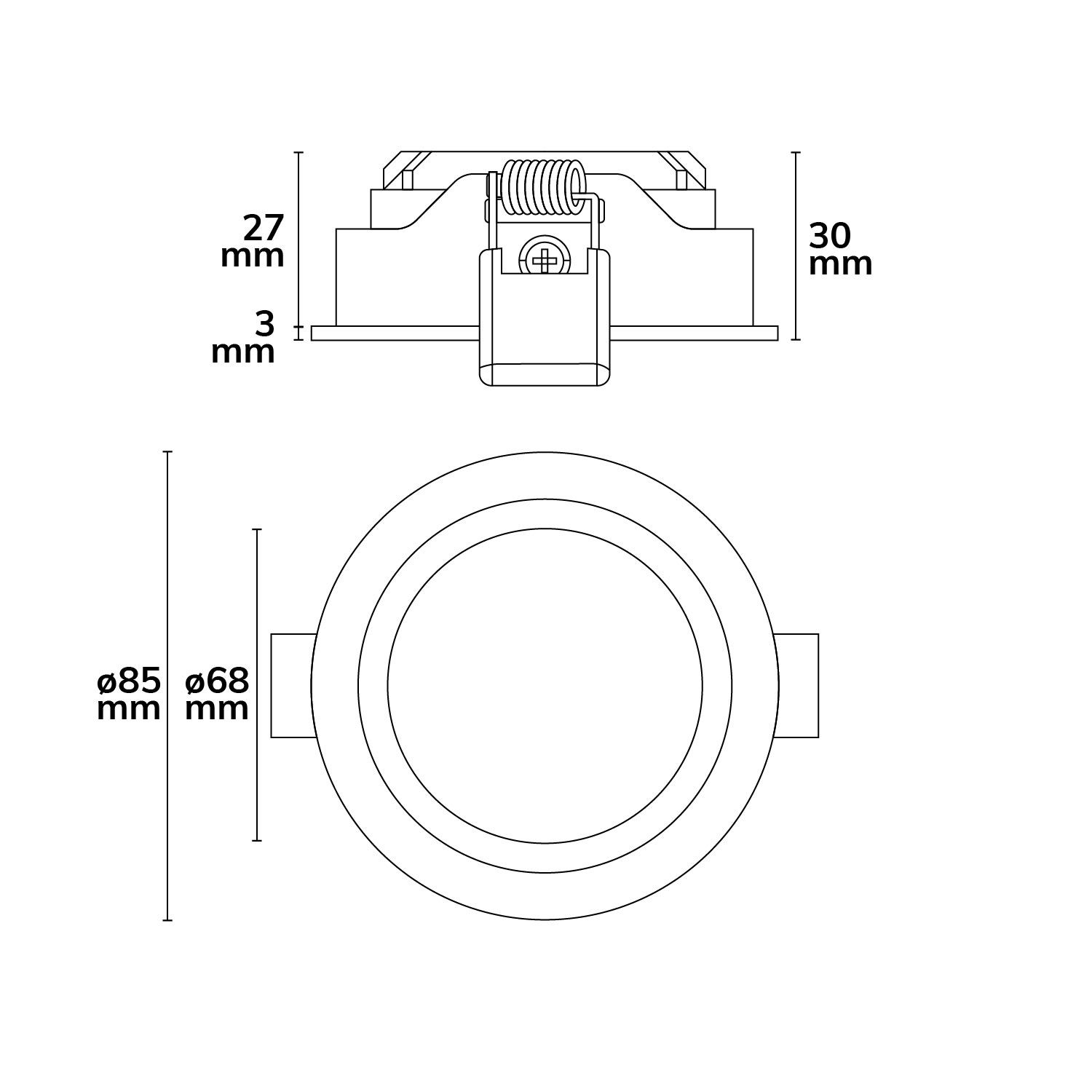 ISOLED LED Einbauleuchte Slim68 Alu schwarz, rund, 6W|6W, 24V DC, weißdynamisch 2700-5700K - 2
