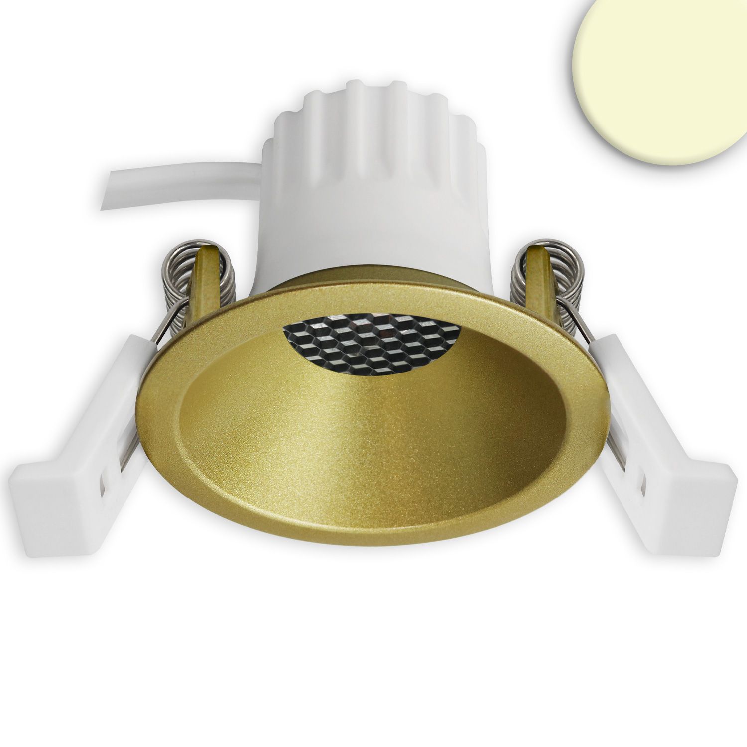 ISOLED LED Einbaustrahler BACK45, gold, rund, 5W, CRI90, 3000K, rückversetzt, Honeycomb, dimmbar ISOLED LED Einbaustrahler BACK45, gold, rund, 5W, CRI90, 3000K, rückversetzt, Honeycomb, dimmbar - 1