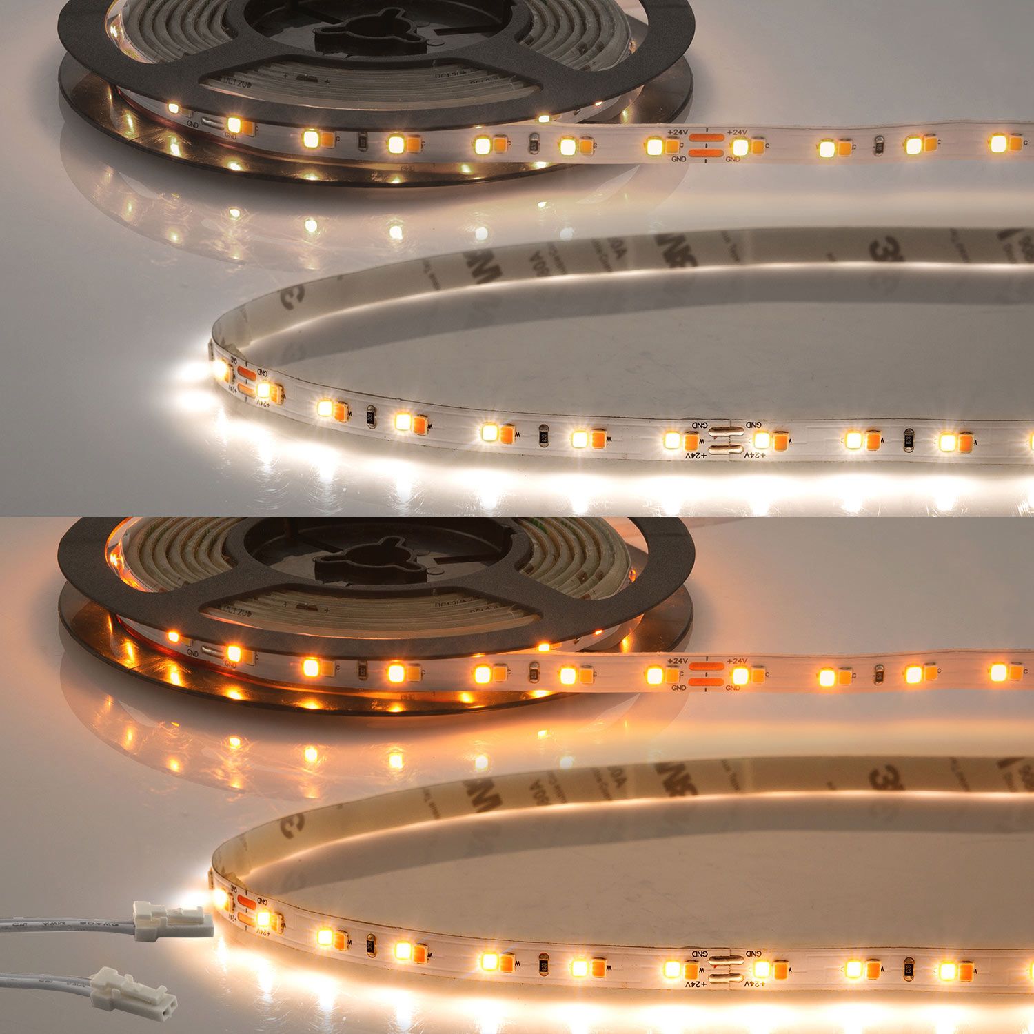 ISOLED LED CRI919/940 MiniAMP CCT Flexband, 24V DC, 10W, IP20, 250cm, 2 polig, Kabel mit Stecker, 126 LED/m - 1